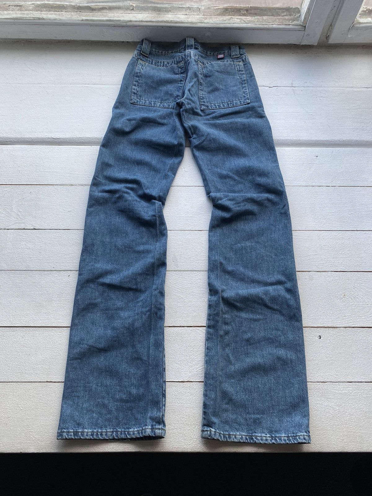 Designer × Dirk Bikkembergs × Vintage 🔥90s Dirk Bikkembergs Flare Bottom Blue Womens Jeans Bell Size 29" - 3 Thumbnail