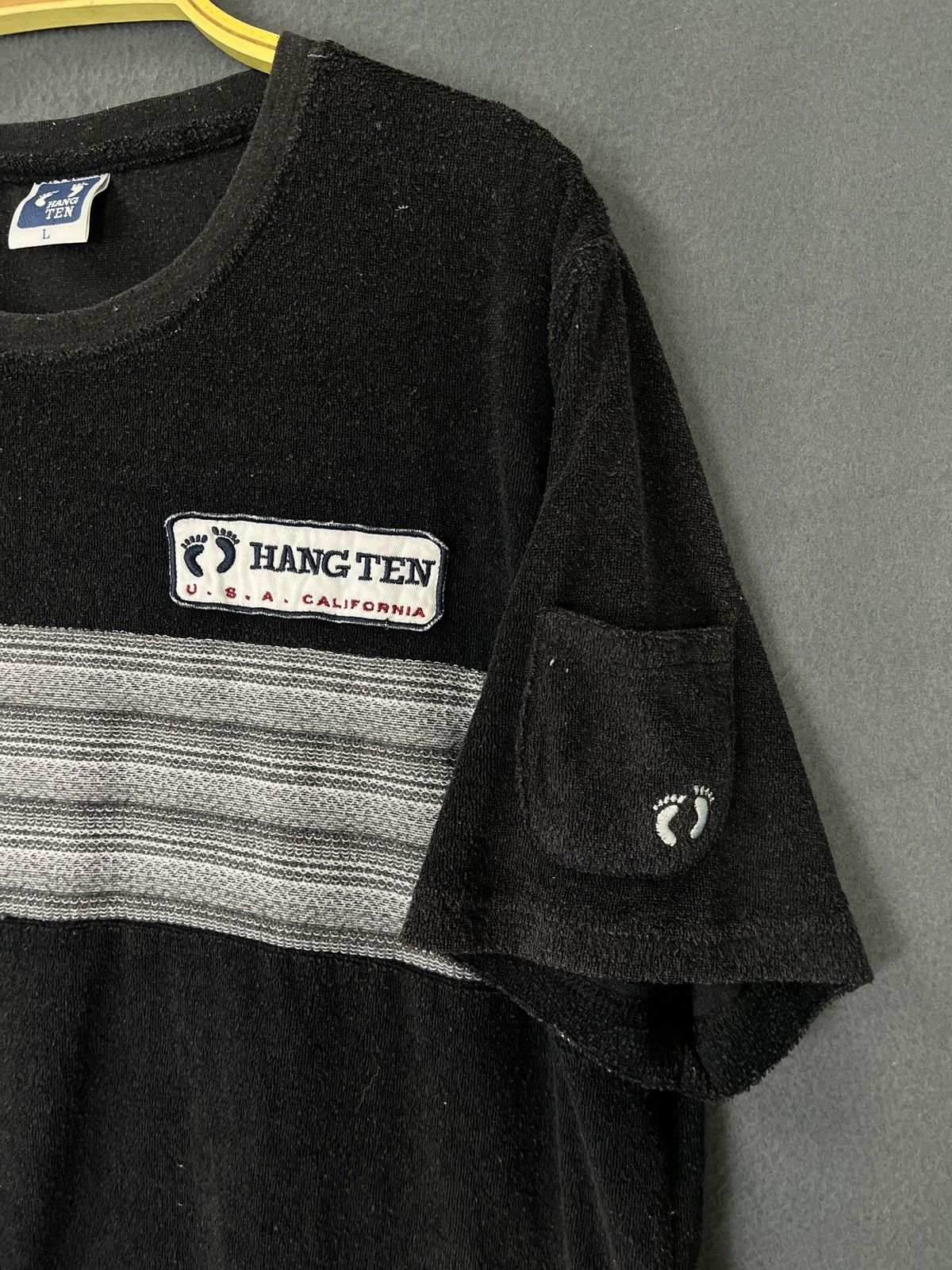 Hang Ten × Vintage Hang Ten Stripes Shoulder Pocket Black Tshirt Large Size US L / EU 52-54 / 3 - 4 Thumbnail