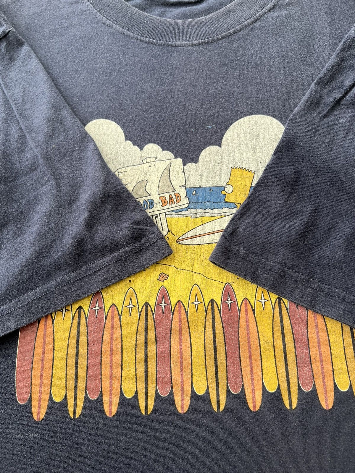 The Simpsons Vintage 1998 The Simpsons Bart Surf Surfing Cartoon T-shirt Size US XL / EU 56 / 4 - 10 Thumbnail