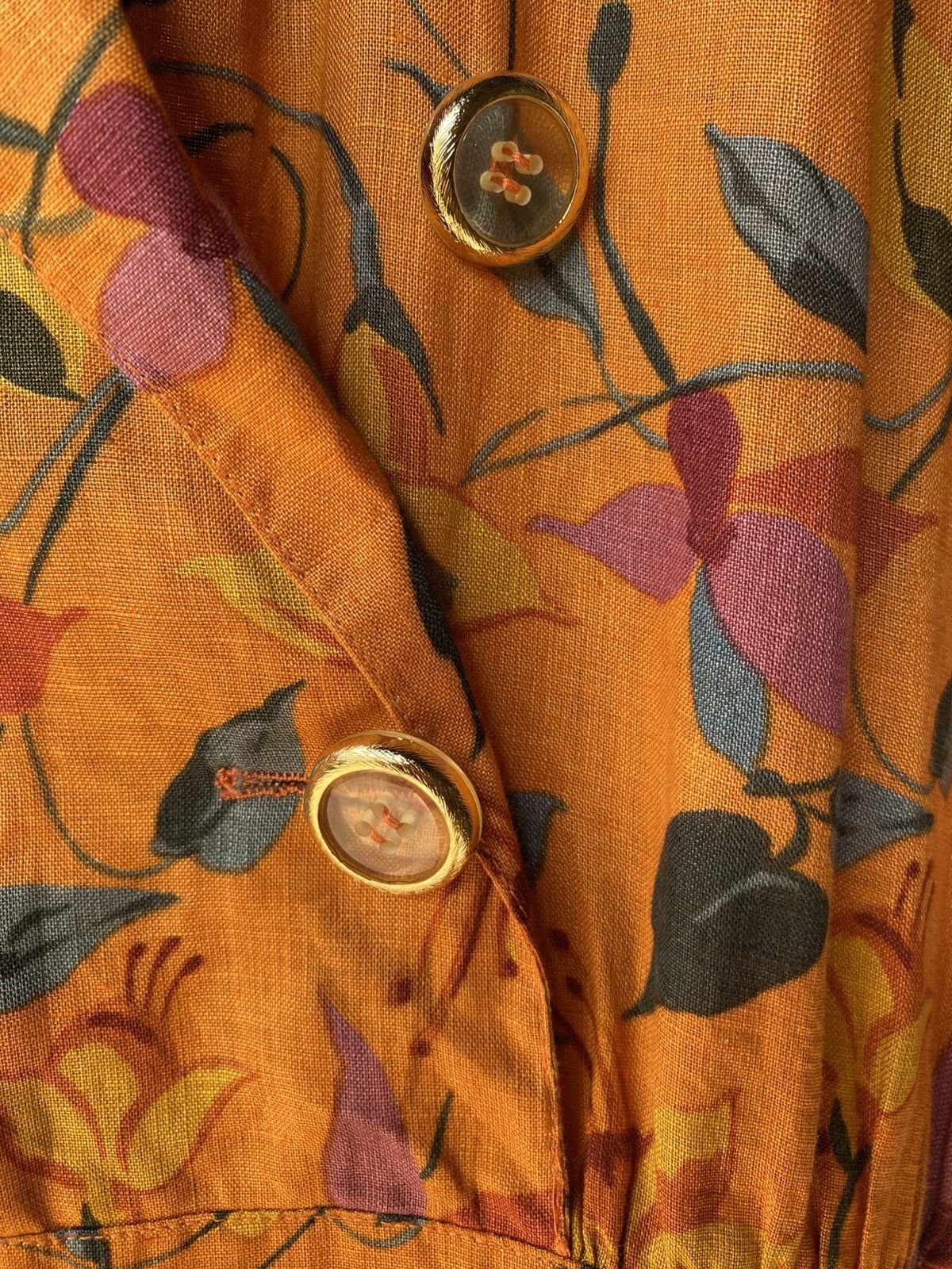 Valentino VALENTINO GARAVANI Orange Floral Button-Down Dress Size S / US 4 / IT 40 - 13 Thumbnail