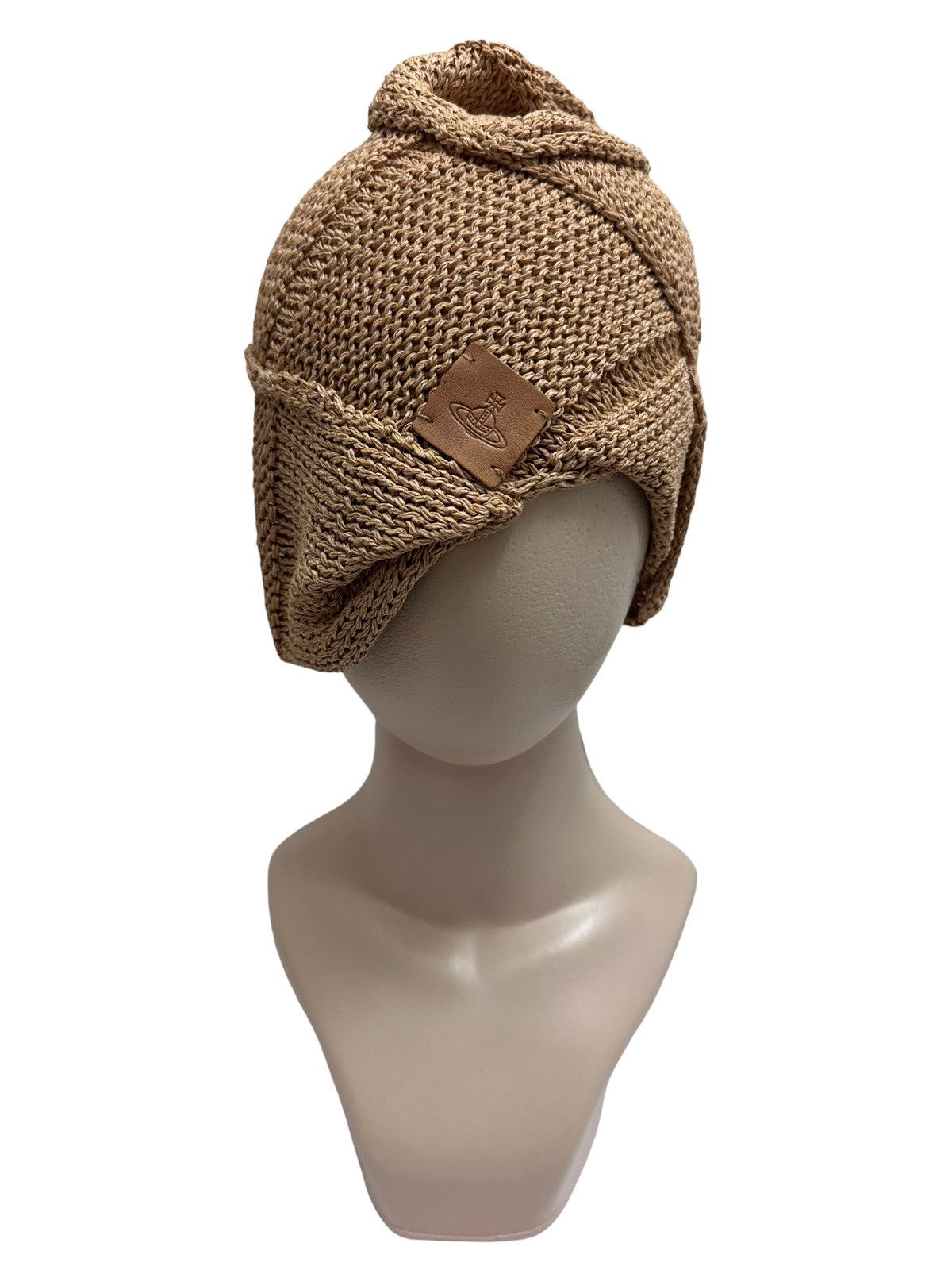 image of Vintage x Vivienne Westwood Knitted Beanie Hat in Brown, Men's