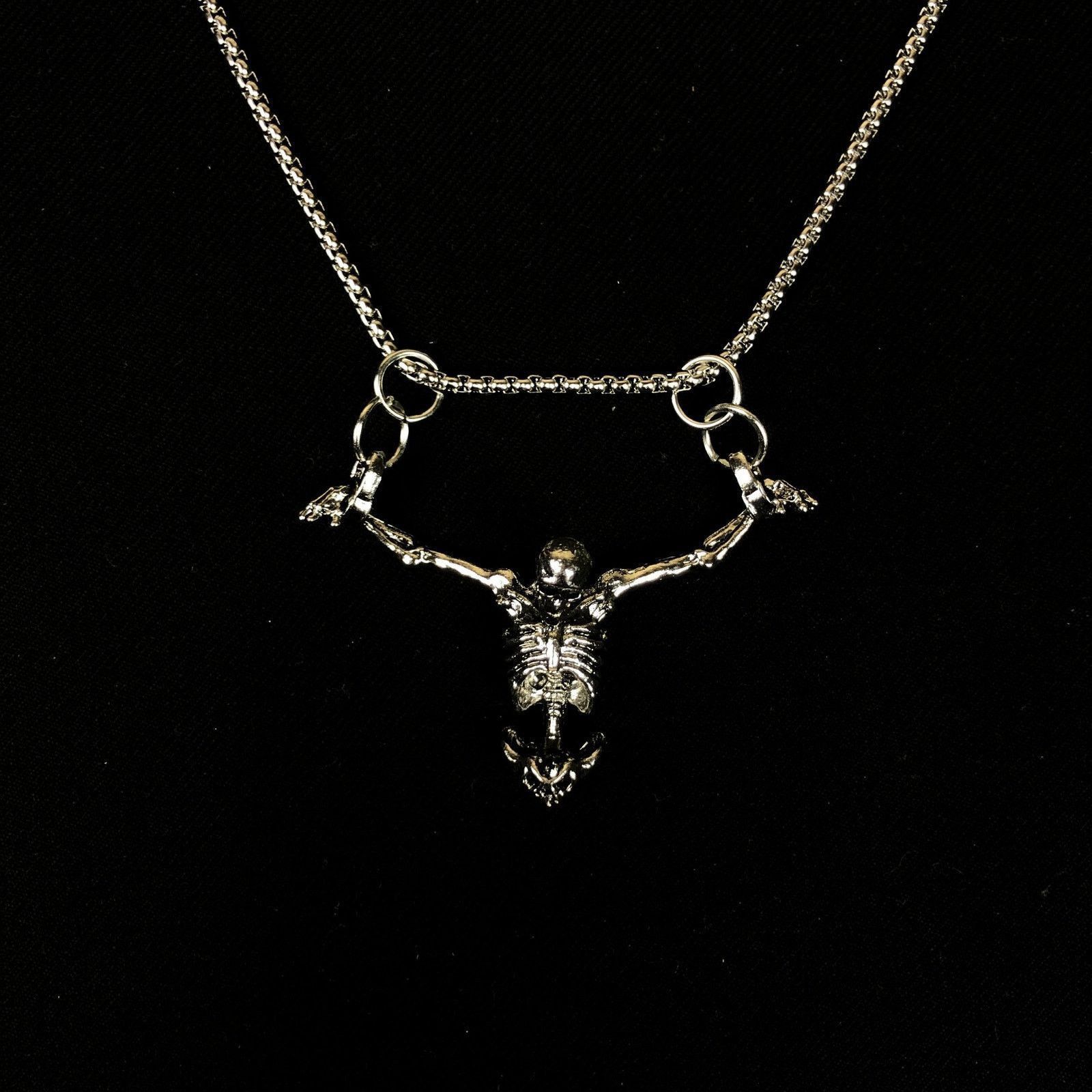 Jewelry Skeleton Skull Necklace Punk Chain Size ONE SIZE - 4 Thumbnail