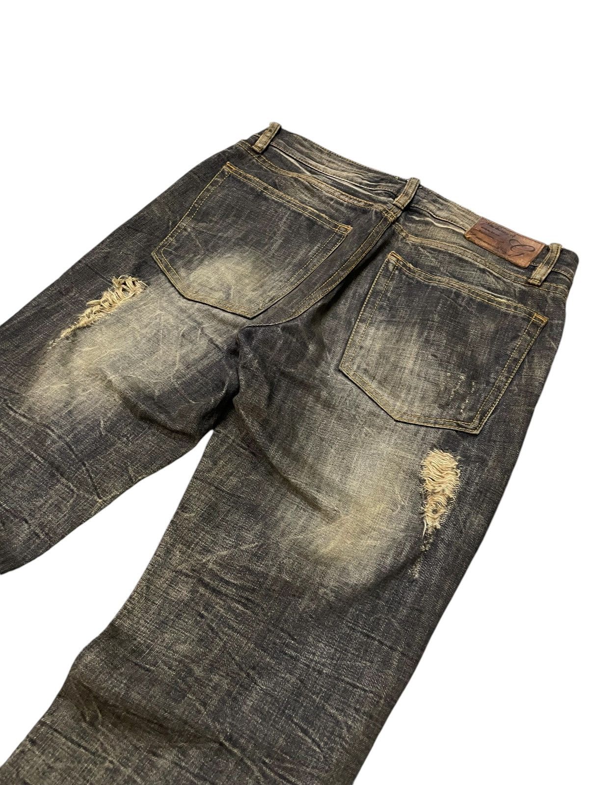 Japanese Brand G.O.A Pierced & Studded Honeycomb Claw Mark Mud Flare Jeans Size US 30 / EU 46 - 14 Thumbnail