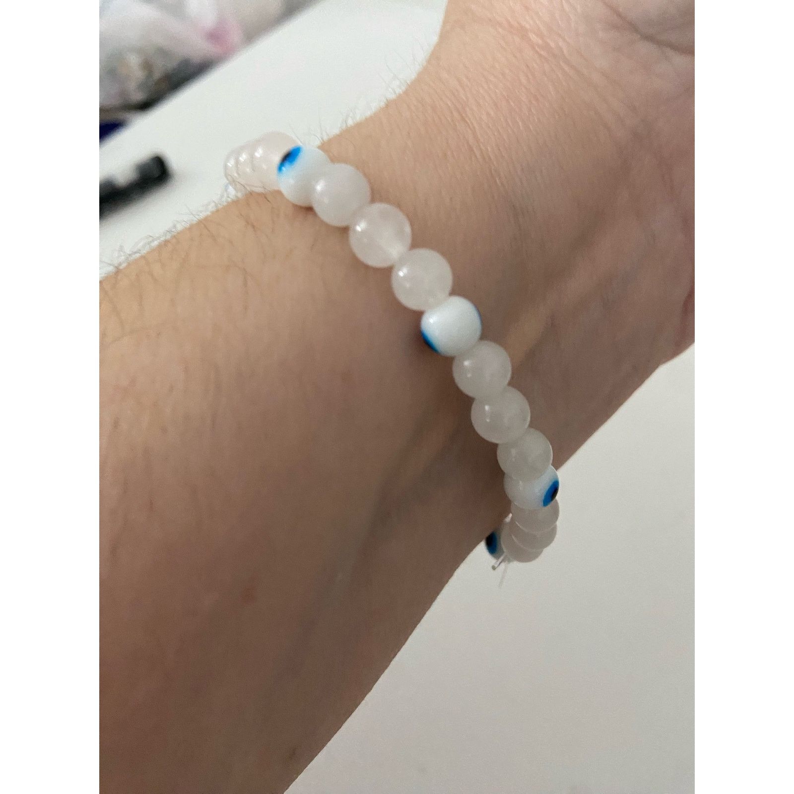Handmade Handmade chalcedony bracelet with eye beads Size ONE SIZE - 2 Thumbnail