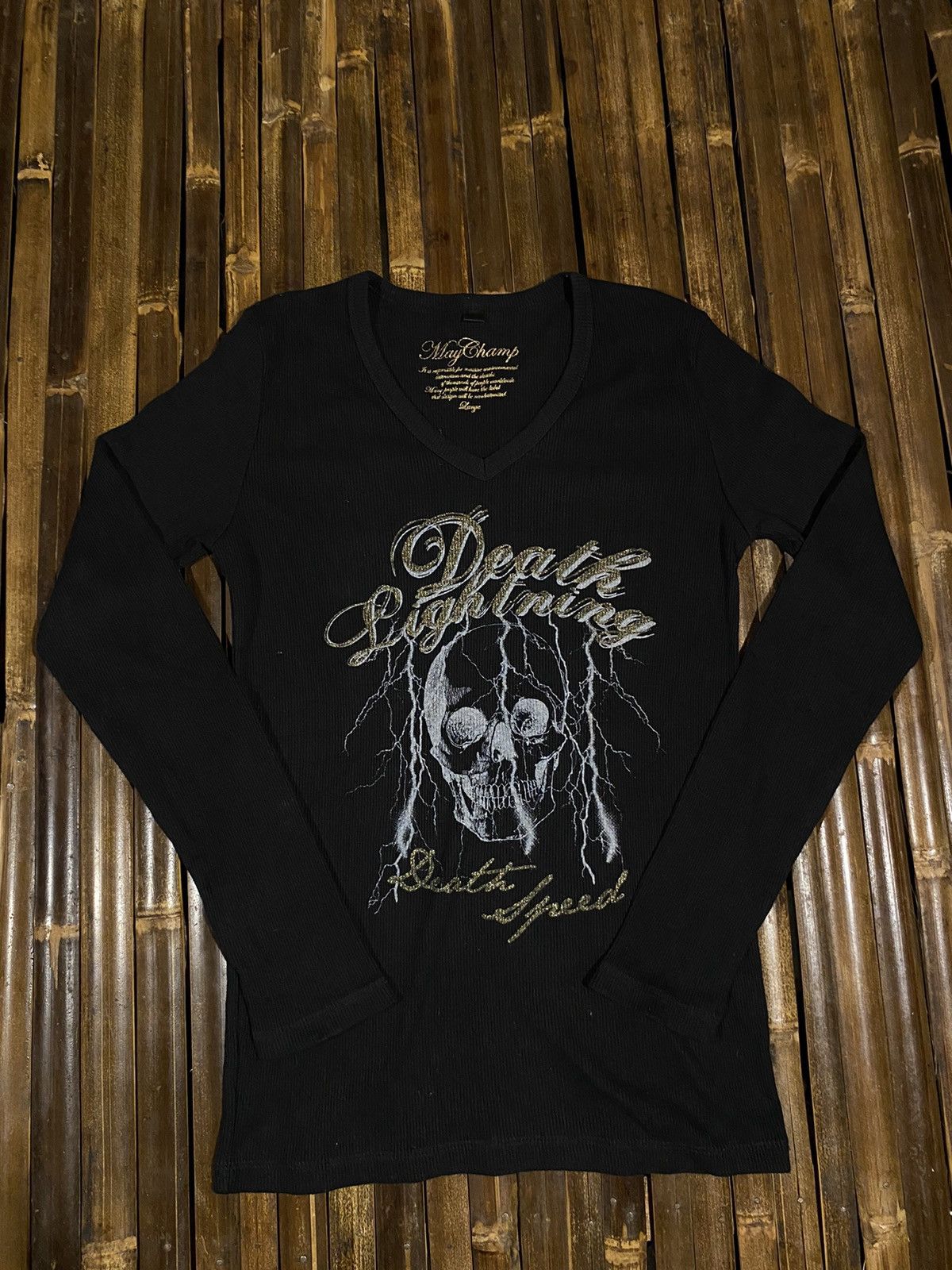 image of May Champ Skull Art Ifsixwasnine Style Long Sleeve in Black, Men's (Size Small)