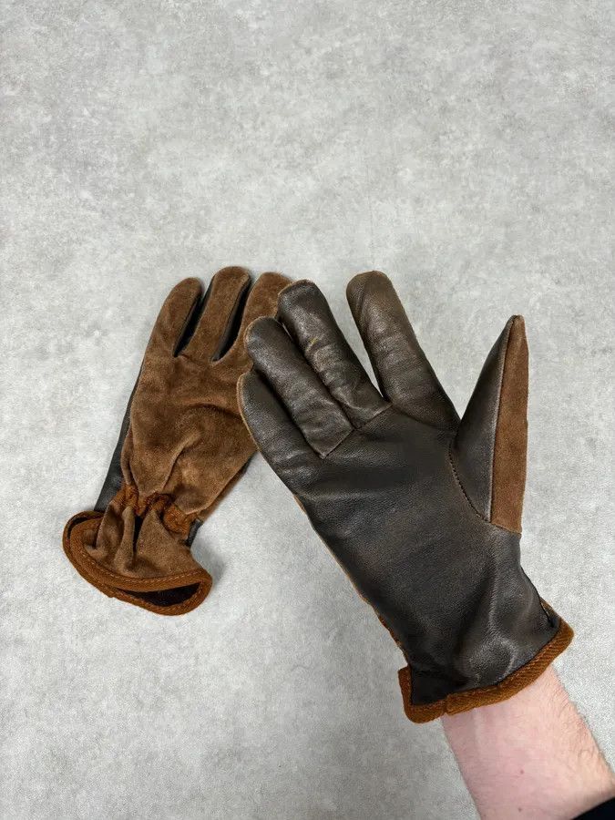 Armani 2000s Armani Brown Leather Gloves Size ONE SIZE - 2 Thumbnail