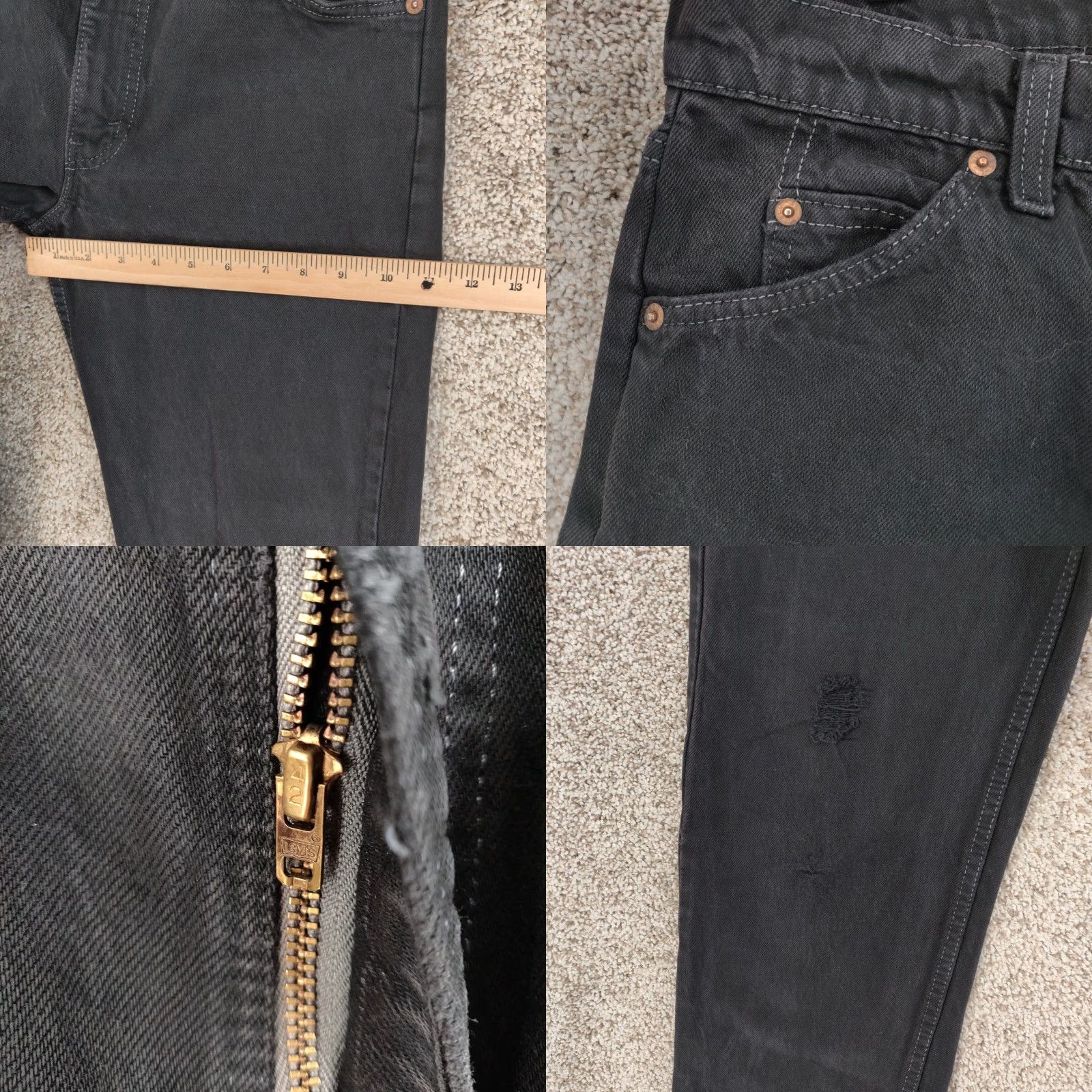 Levi's VINTAGE Levi's 501 Jeans Mens 29x29 Black Denim Button Fly USA 70s Size US 29 - 8 Thumbnail