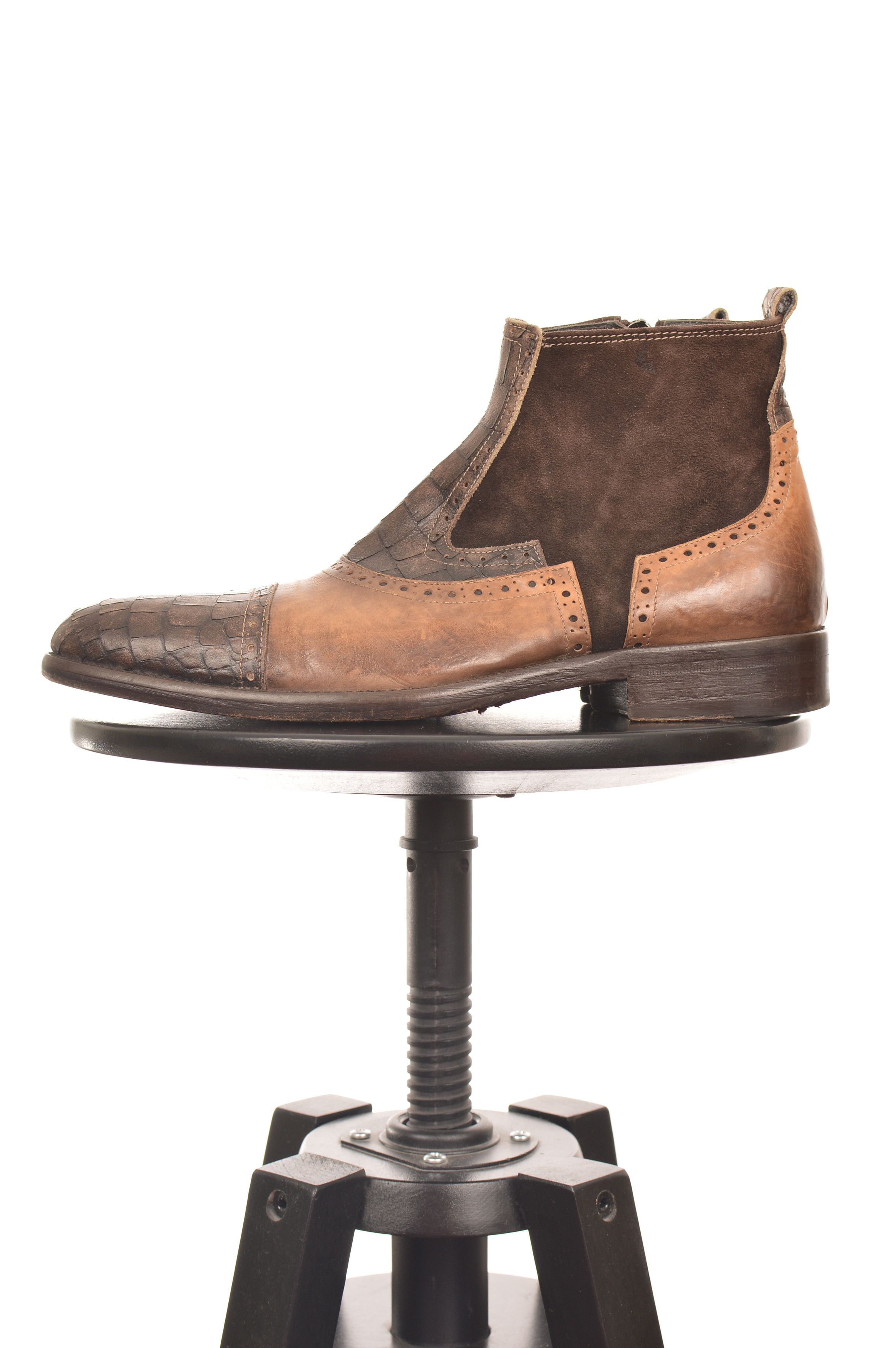 Jo Ghost Jo Ghost Brown Leather Croc Boots Size US 6 / EU 39 - 1 Thumbnail