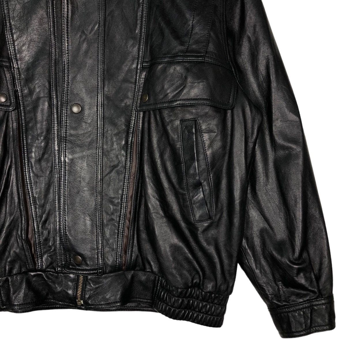 Japanese Brand 🔥Vtg Bomber Jacket Leather Biker Wind Armor Nichiwa Japan Size US L / EU 52-54 / 3 - 5 Thumbnail