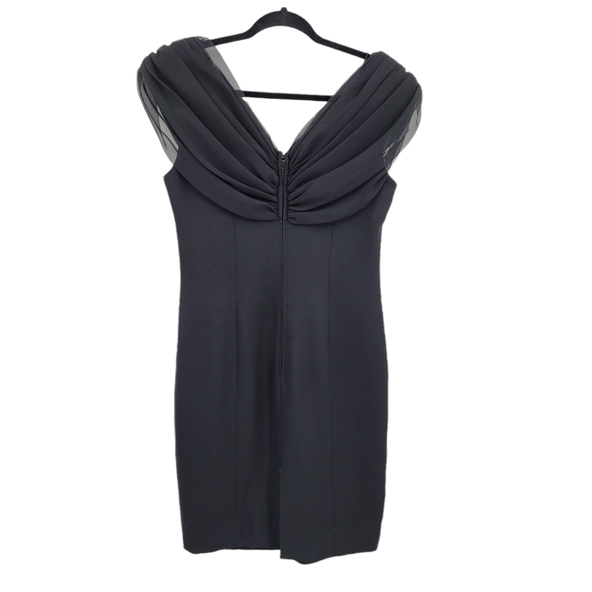 Vintage Vtg 80's Little Black Dress Sz 8 Cocktail Jewel Sheer Draped Size M / US 6-8 / IT 42-44 - 6 Thumbnail