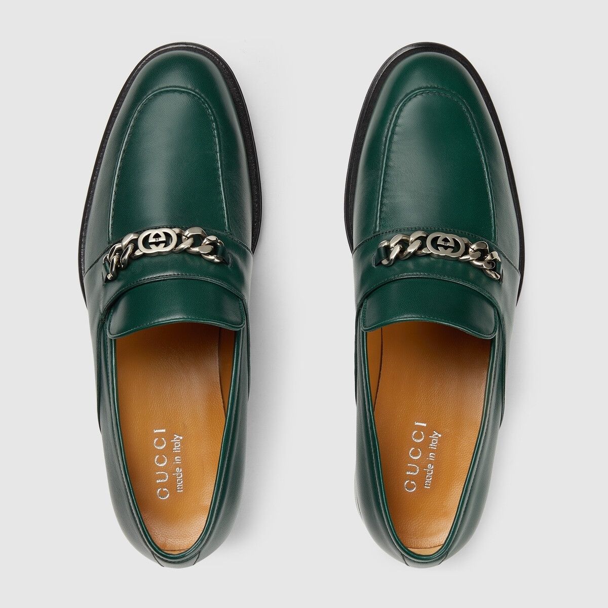 Gucci o1s1wg110125 Loafers With Interlocking G in Dark Green Size US 6 / EU 39 - 4 Thumbnail