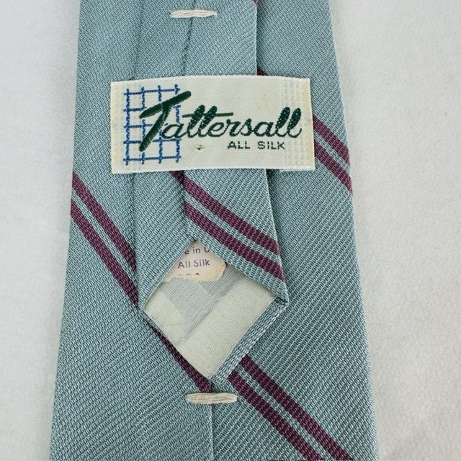 Other Tattersall tie Blue Striped 55" Silk Preppy Grandpacore VTG Size ONE SIZE - 2 Thumbnail