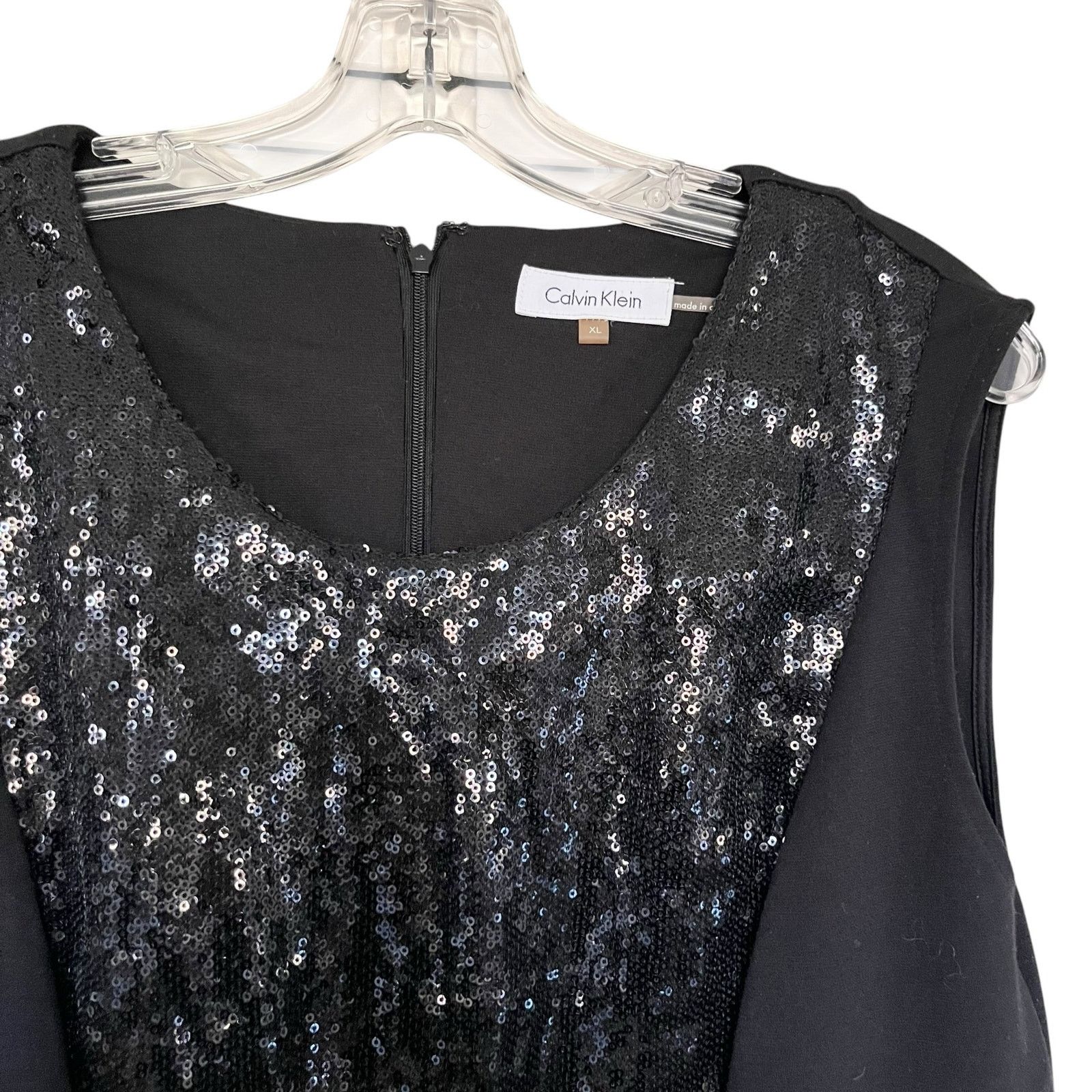 Calvin Klein Calvin Klein Black Sequin Embellished Dressy Evening Top Size XL / US 12-14 / IT 48-50 - 2 Thumbnail