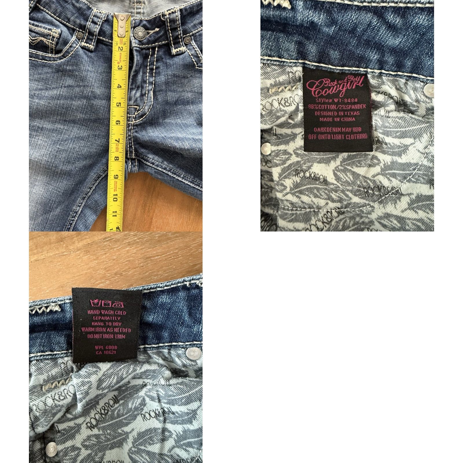 Vintage Rock&Roll Denim Rock&Roll Riding Jeans Boots Western Cowboy Denim 29x30 32x28 Womens Regular Bootcut Blue Cotton Spandex Jeans Size 29" - 8 Thumbnail