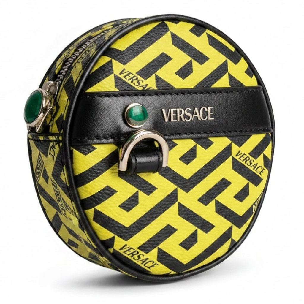 Versace Versace Bright Yellow La Greca Round Pouch Coin Belt Bag Size ONE SIZE - 1 Thumbnail