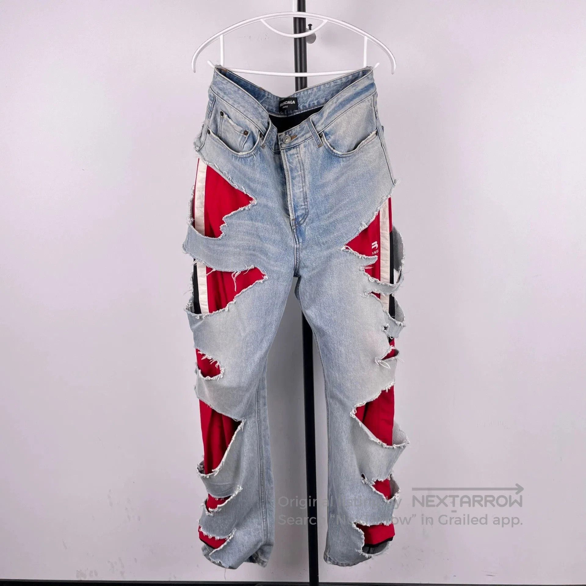 【BALENCIAGA】red line denim pants 16ss Balenciaga Balenciaga Red Striped Denim Jeans | Grailed