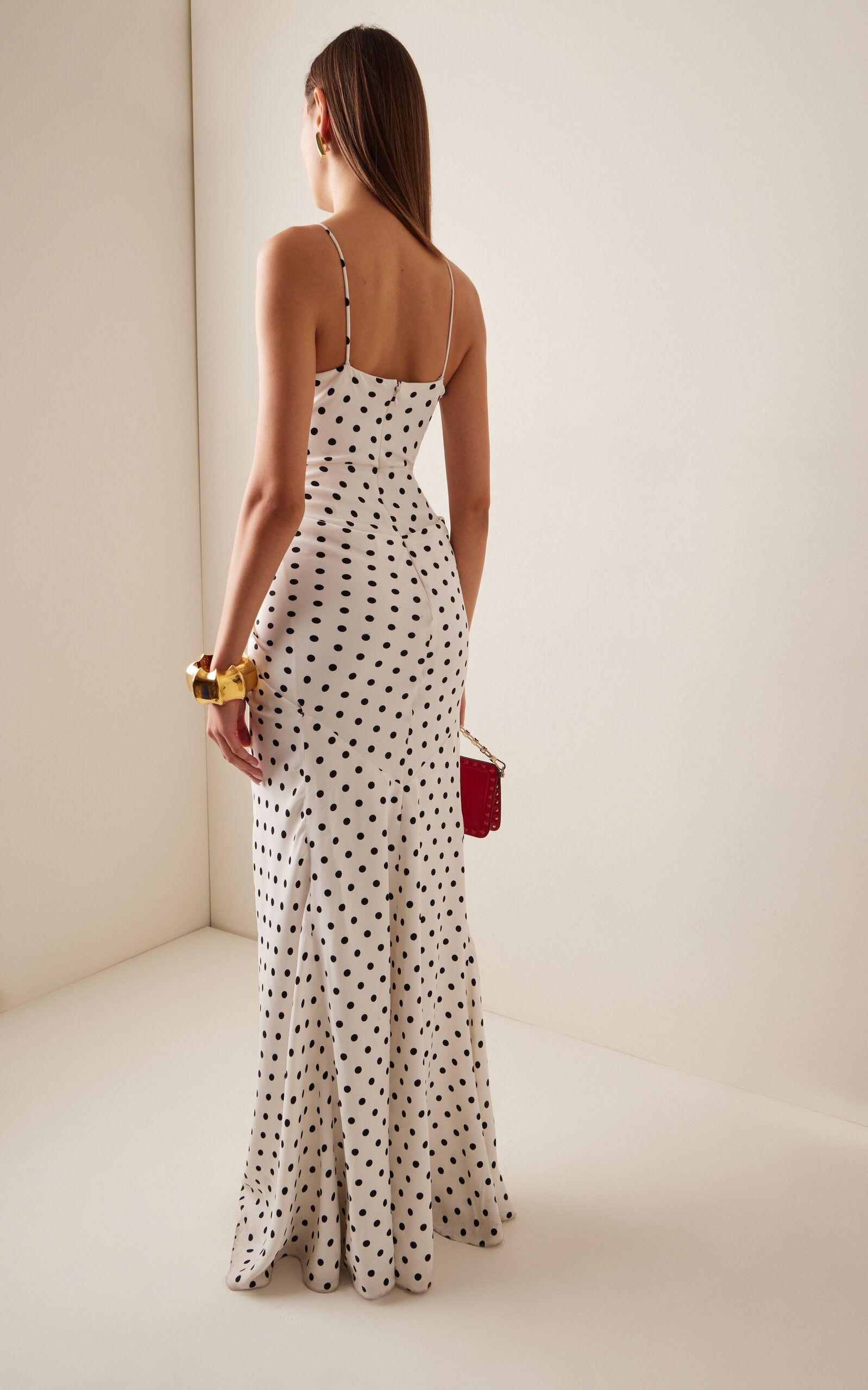 Balmain o1s1wg110825 Rosette Crepe Maxi Dress in White/Black Size L / US 10 / IT 46 - 4 Thumbnail