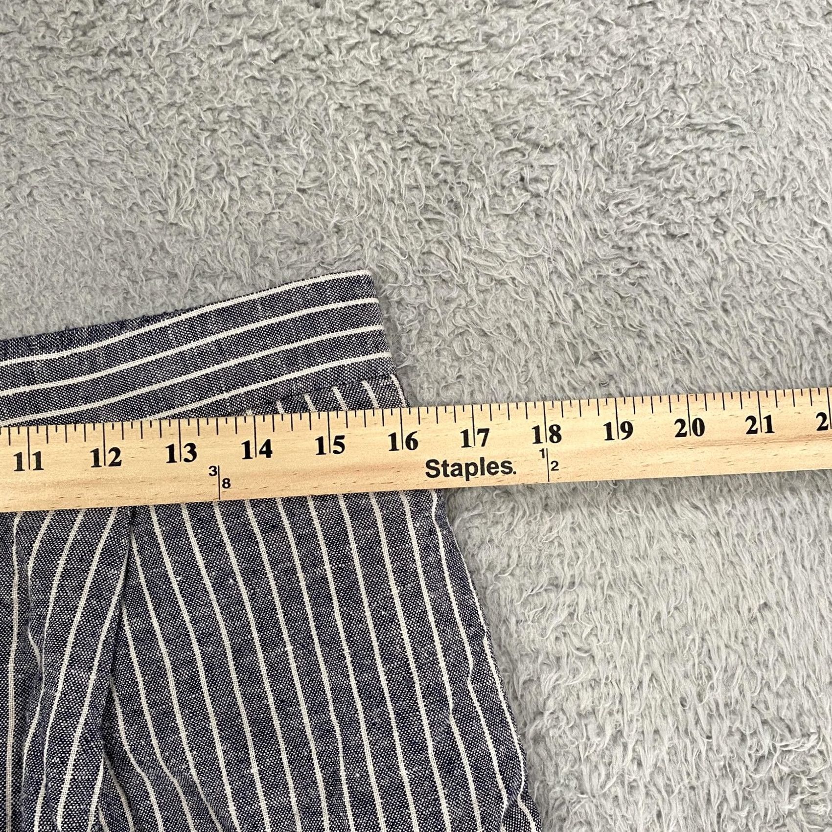 Banana Republic Banana Republic Womens S Blue Stripe Linen Wide Leg Pants Coastal Beachy Ankle Size 28" / US 6 / IT 42 - 4 Thumbnail