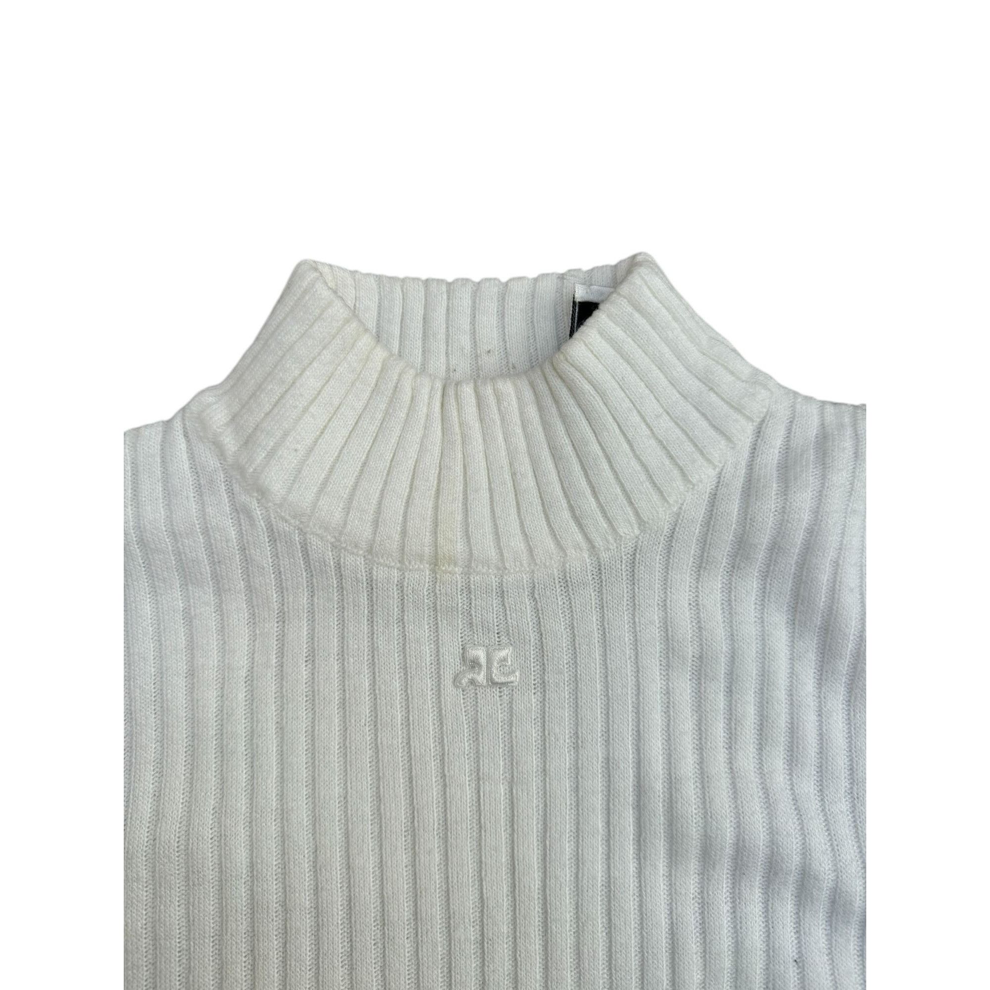 Courreges White Cashmere Short Sleeves Rollneck Size S / US 4 / IT 40 - 2 Thumbnail