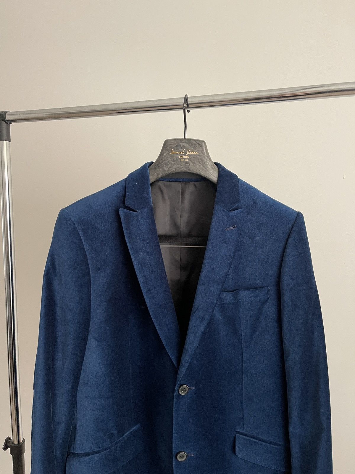 Topman Velvet velour classic jacket blue blazer topman sport coat Size 42R - 2 Thumbnail