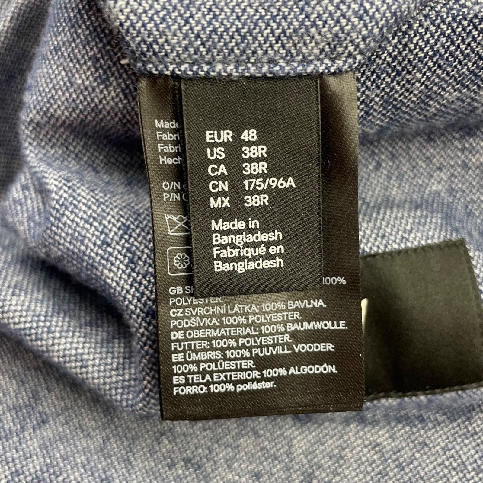 H&M H&M Men's 100% Cotton Slim Fit 2-Button Blazer Blue • 38R US Size 38R - 7 Thumbnail