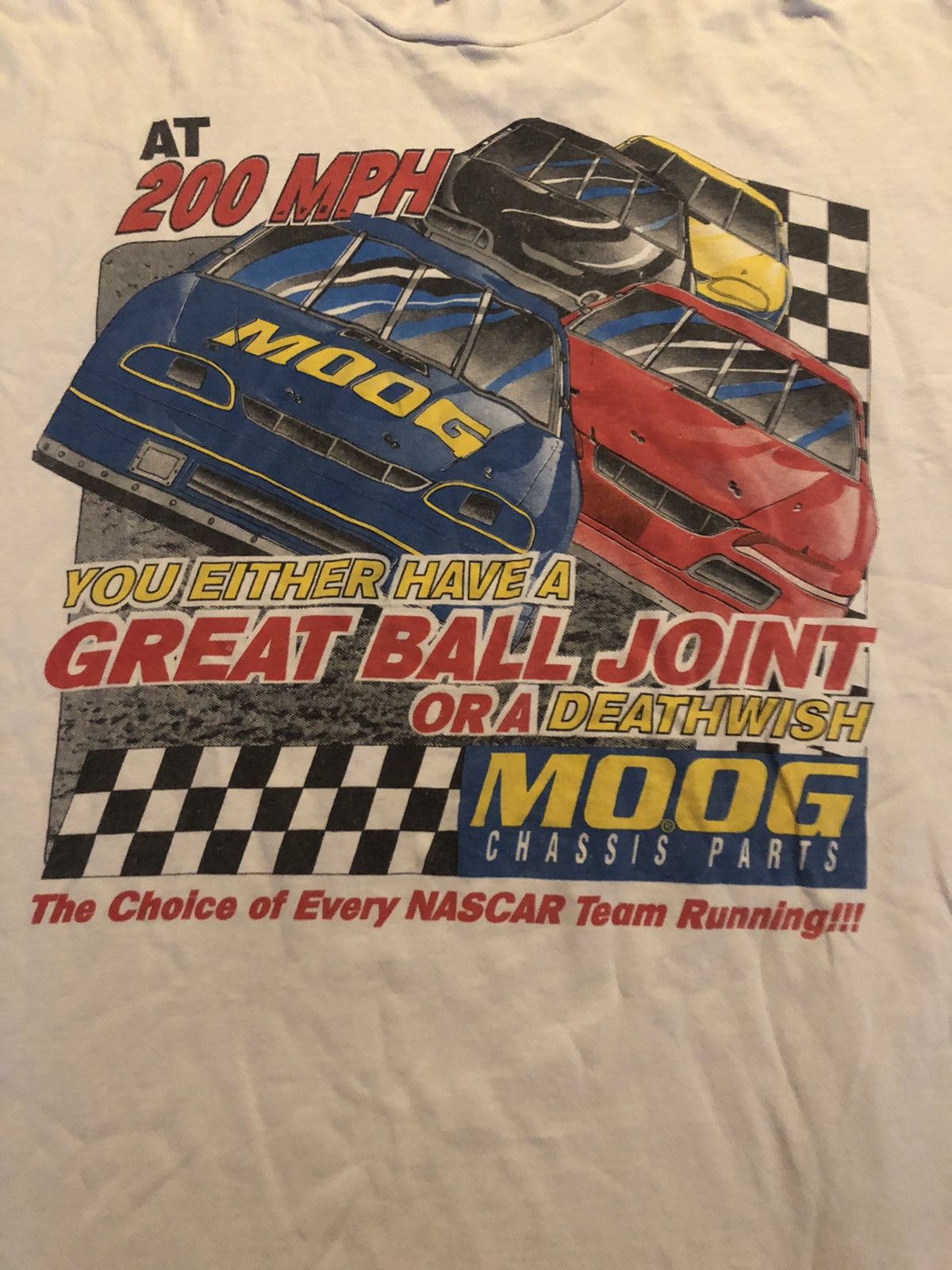 Vintage Vintage 90s Moog Chassis Parts Racing T Shirt S/XL Size US XL / EU 56 / 4 - 2 Thumbnail