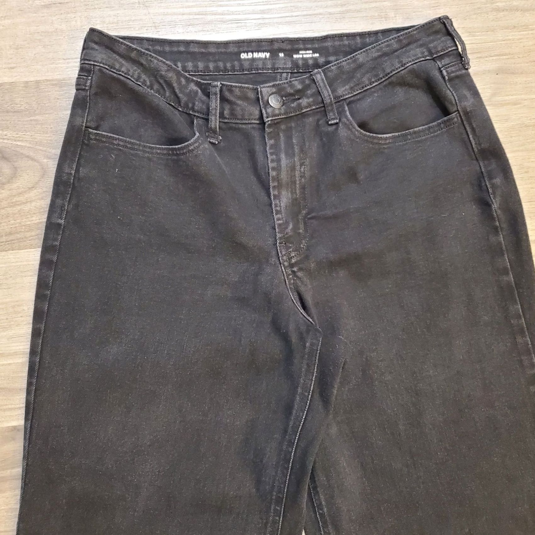 Old Navy Old Navy Womens Black High Rise Wow Wide Leg Jeans Size 12 Cotton Blend Grunge 90s Size 34" / US 12 / IT 48 - 3 Thumbnail