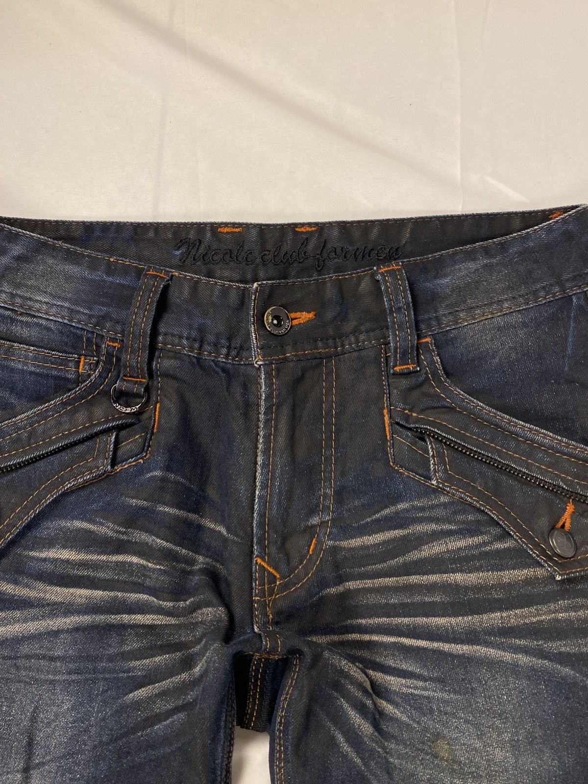 If Six Was Nine Rare 🔥 Nicole Club for Men Waxed Mud Wash Flared Denim Jeans Size US 30 / EU 46 - 12 Thumbnail