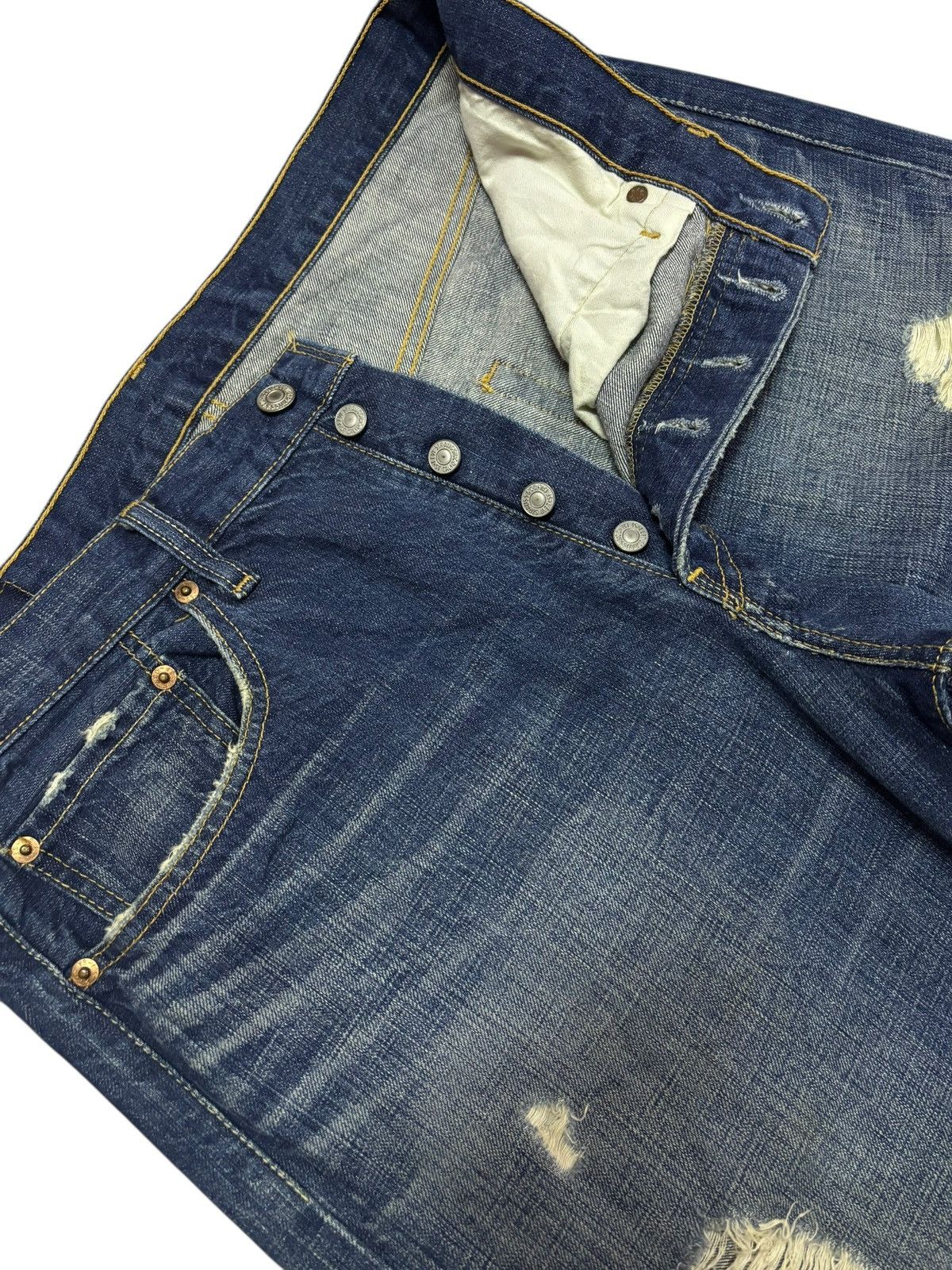 Levi's Vtg 90s Levis 501 Distressed Jeans Size US 34 / EU 50 - 6 Thumbnail