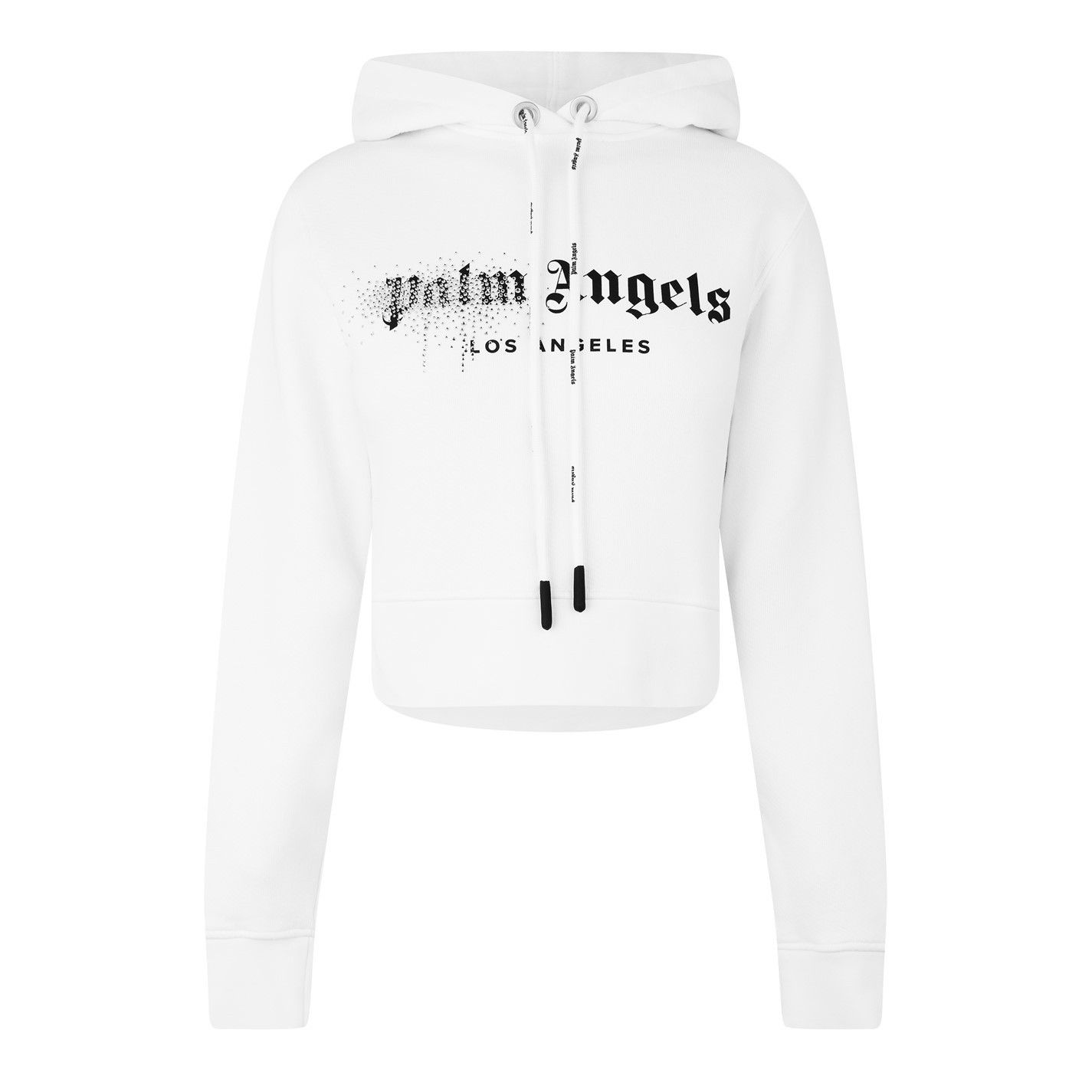 Palm Angels o1g2r1mq0325 Rhinestone Hoodie in White & Black Size L / US 10 / IT 46 - 1 Thumbnail