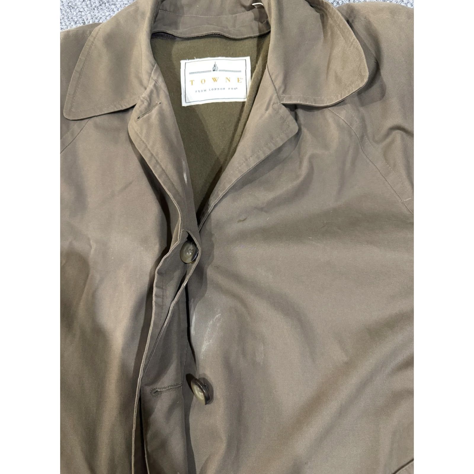 London Fog VINTAGE Towne from London Fog Coat Womens 14W Brown Trench Long Lined Button Front Size XL / US 12-14 / IT 48-50 - 6 Thumbnail