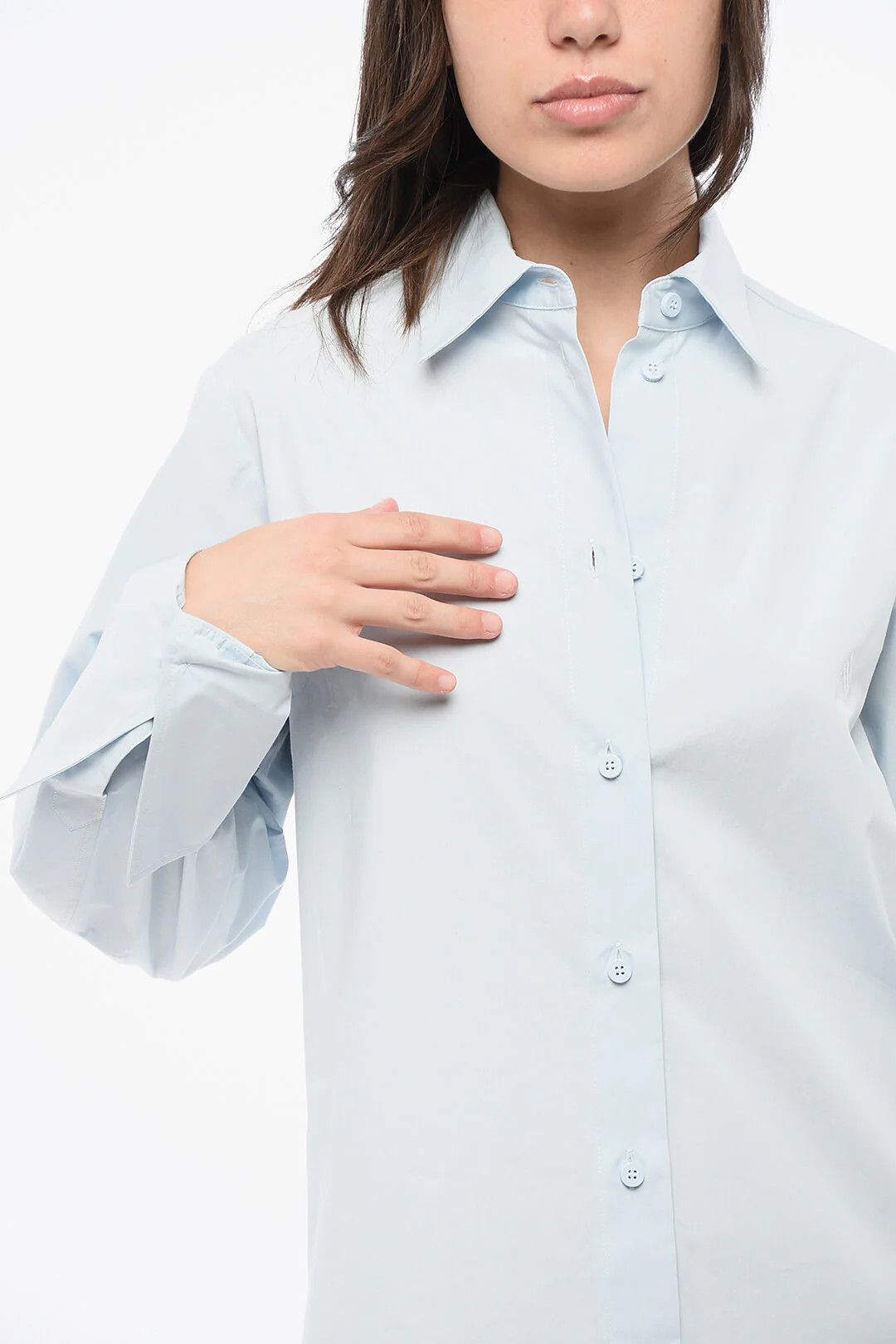 The Attico og1mm0426 Cotton Poplin Shirt Dress in Blue Size S / US 4 / IT 40 - 3 Thumbnail