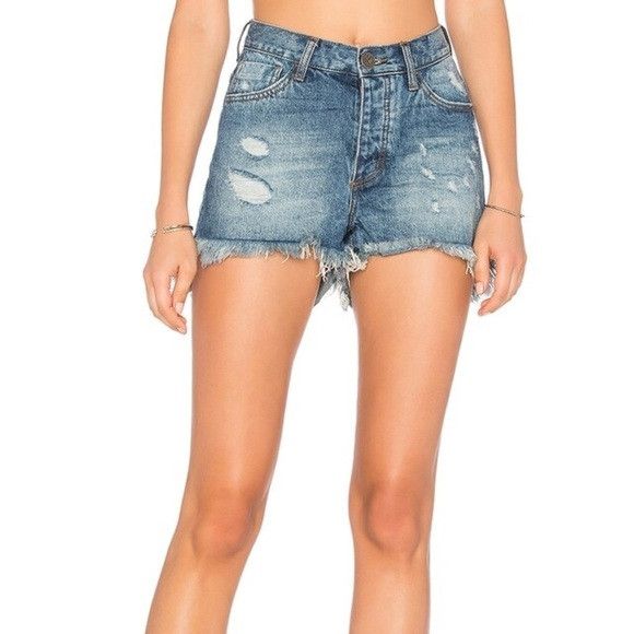 One Teaspoon One Teaspoon Women's High Waist Bonita's denim Jean Shorts Size 25" / US 0 / IT 36 - 1 Thumbnail