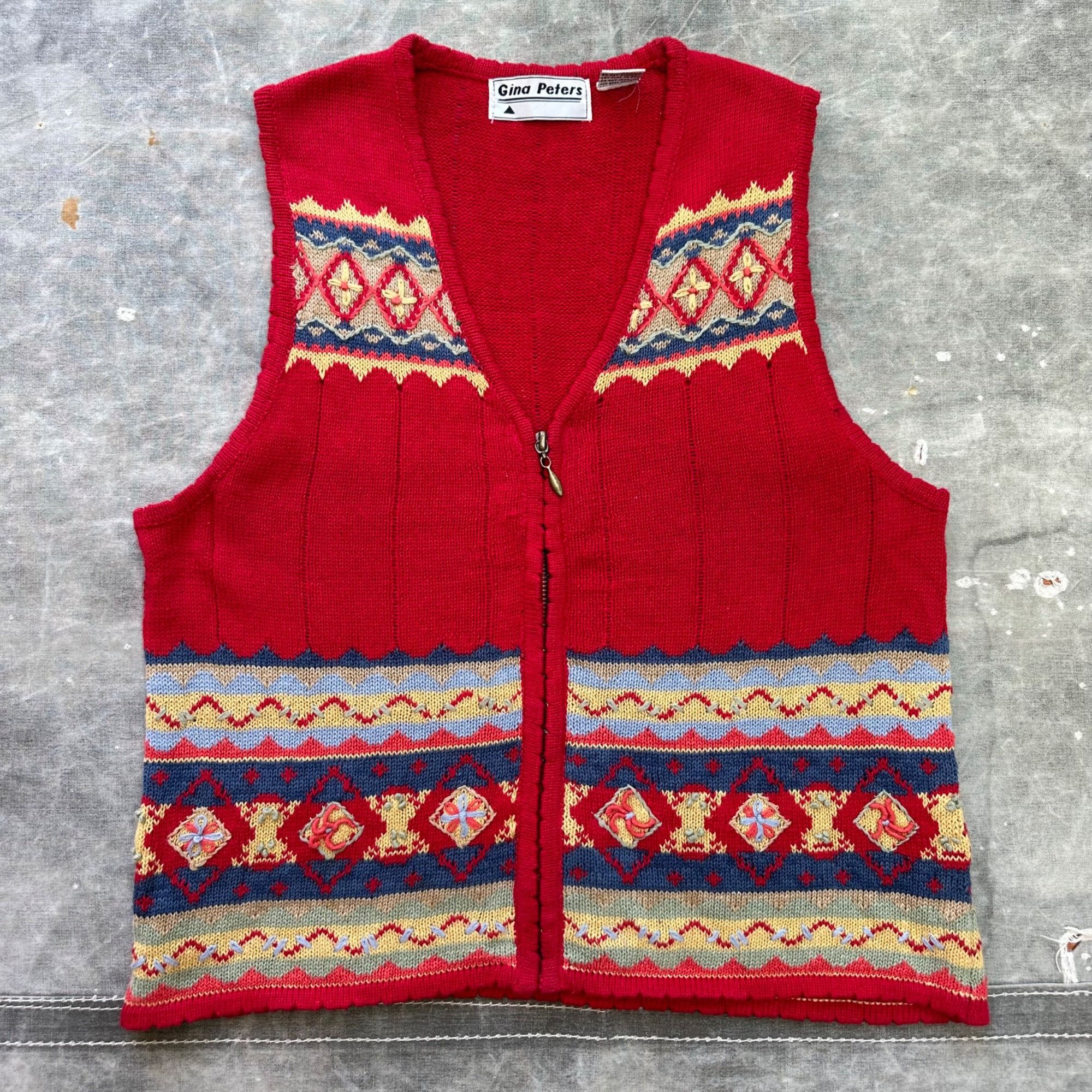 Vintage Vintage Gina Peters Unique Knit Zip Up Sweater Vest Size US S / EU 44-46 / 1 - 1 Thumbnail