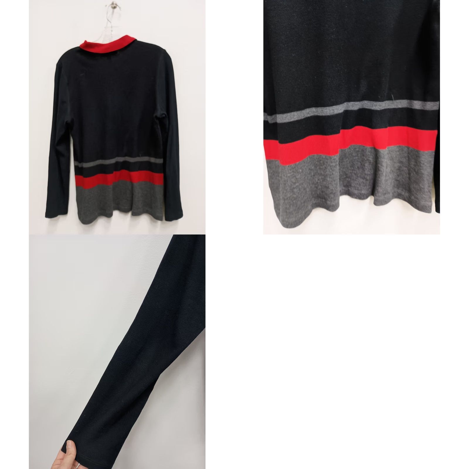 Ralph Lauren Lauren Active Ralph Lauren Quarter Zip Thermal Top Womens Large Black Red Preppy Size L / US 10 / IT 46 - 8 Thumbnail