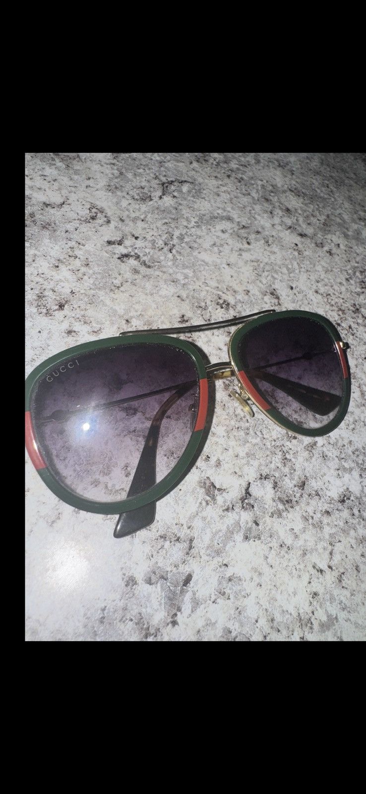 Gucci Gucci Aviator Sunglasses Green/Red Frame Size ONE SIZE - 1 Preview