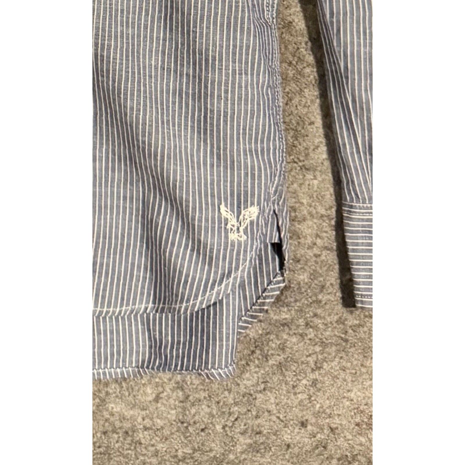 American Eagle Outfitters VINTAGE American Eagle Outfitters Button-Down Shirt Men Medium Pinstripe 100% Cotton Gray Casual Workwear 2010s Mens Size US M / EU 48-50 / 2 - 2 Thumbnail