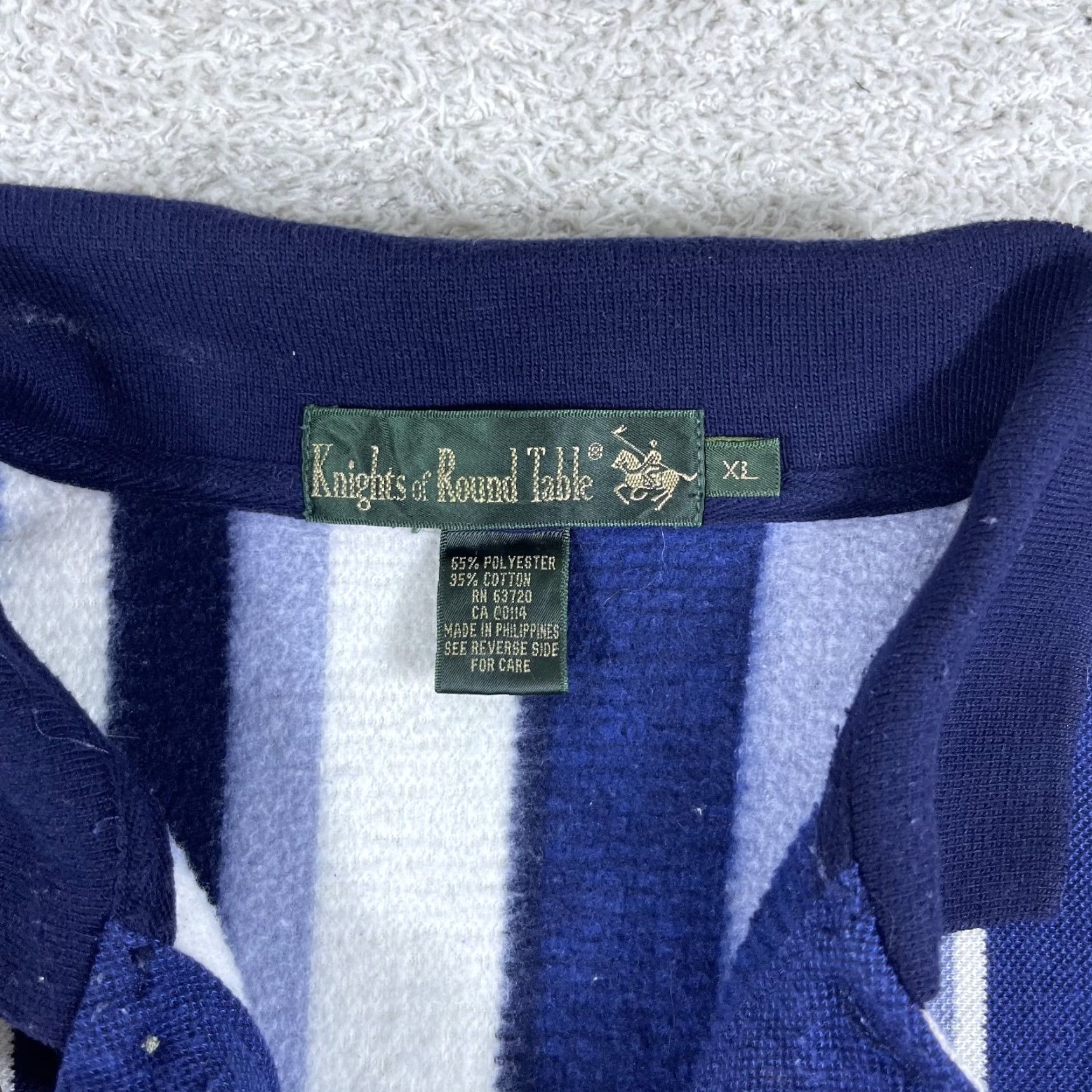 Vintage VINTAGE Knights of the Round Table Polo Sweatshirt Men’s XL Blue Striped Rugby 90s Size US XL / EU 56 / 4 - 4 Thumbnail