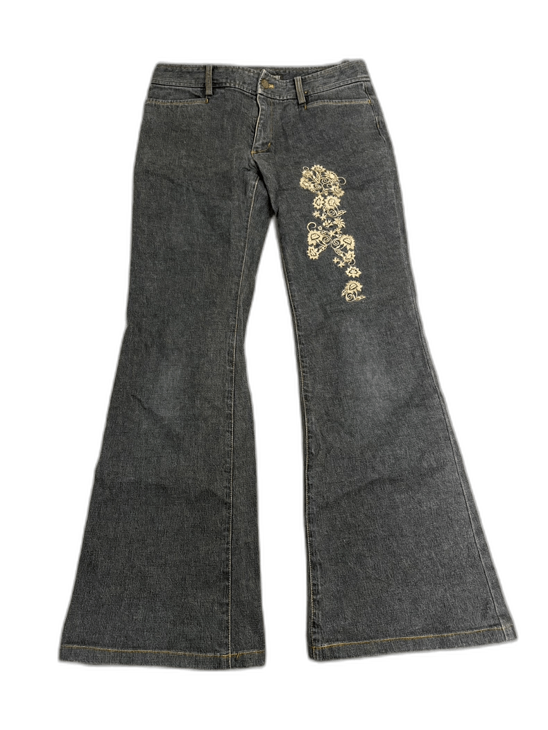Yohji Yamamoto Vintage Embroidered Flare Jeans with Floral Design-2506 Size 29" - 1 Thumbnail