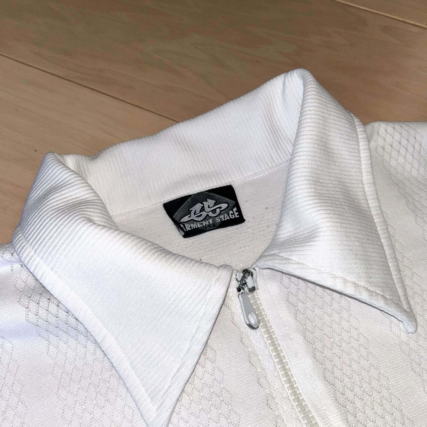 Vintage VINTAGE Garment Stage Polo Shirt USA Made White 1/4 Zip Men’s XL *Stain Size US XL / EU 56 / 4 - 4 Thumbnail
