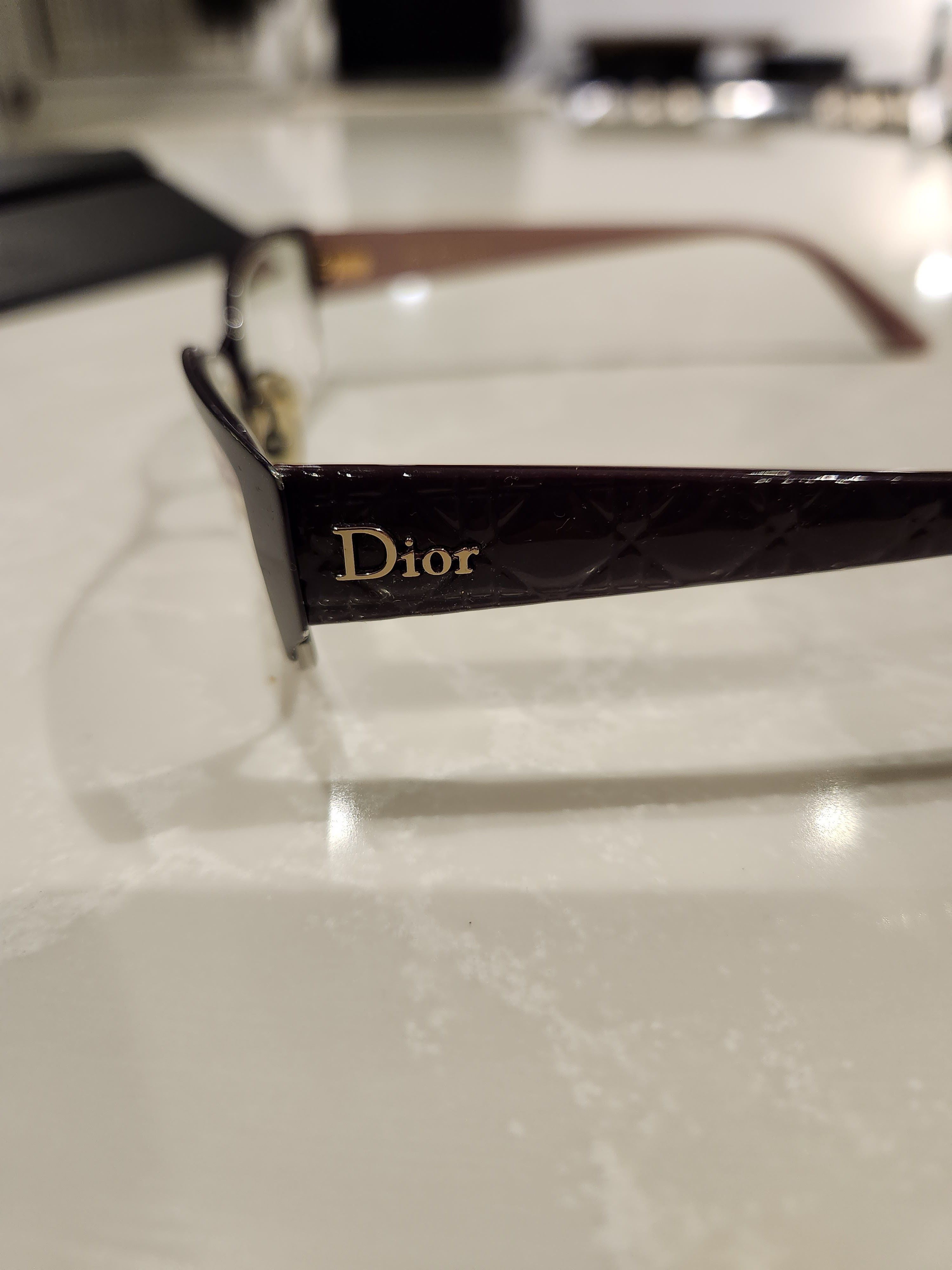 Dior CD 3770 Black Quilted Pattern Glasses Frames Made Italy Size ONE SIZE - 5 Thumbnail