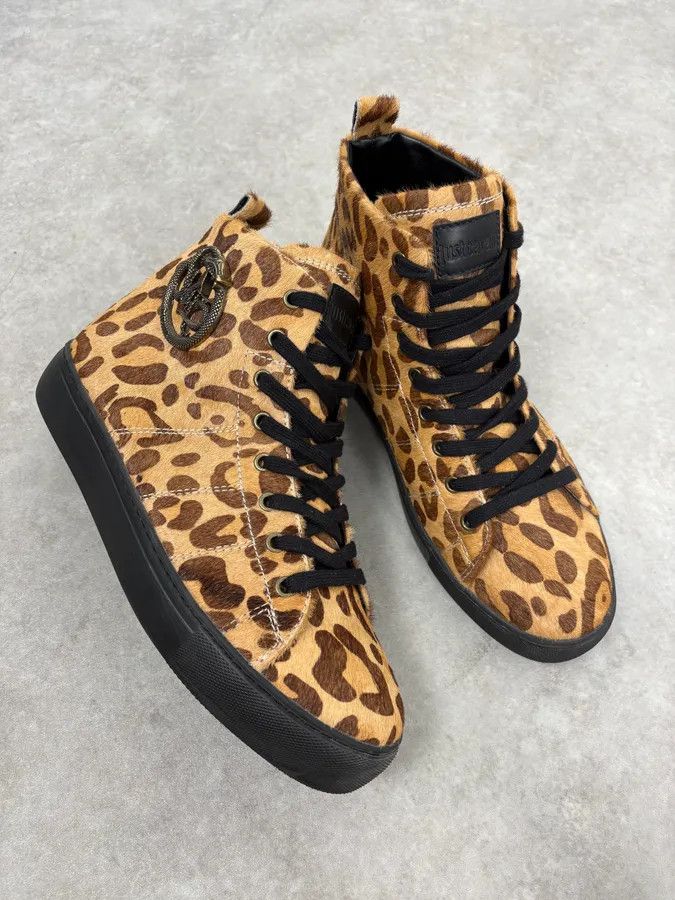 Just Cavalli Cavalli Pony Hair Leopard High Leather Sneakers Size US 9 / EU 42 - 7 Thumbnail