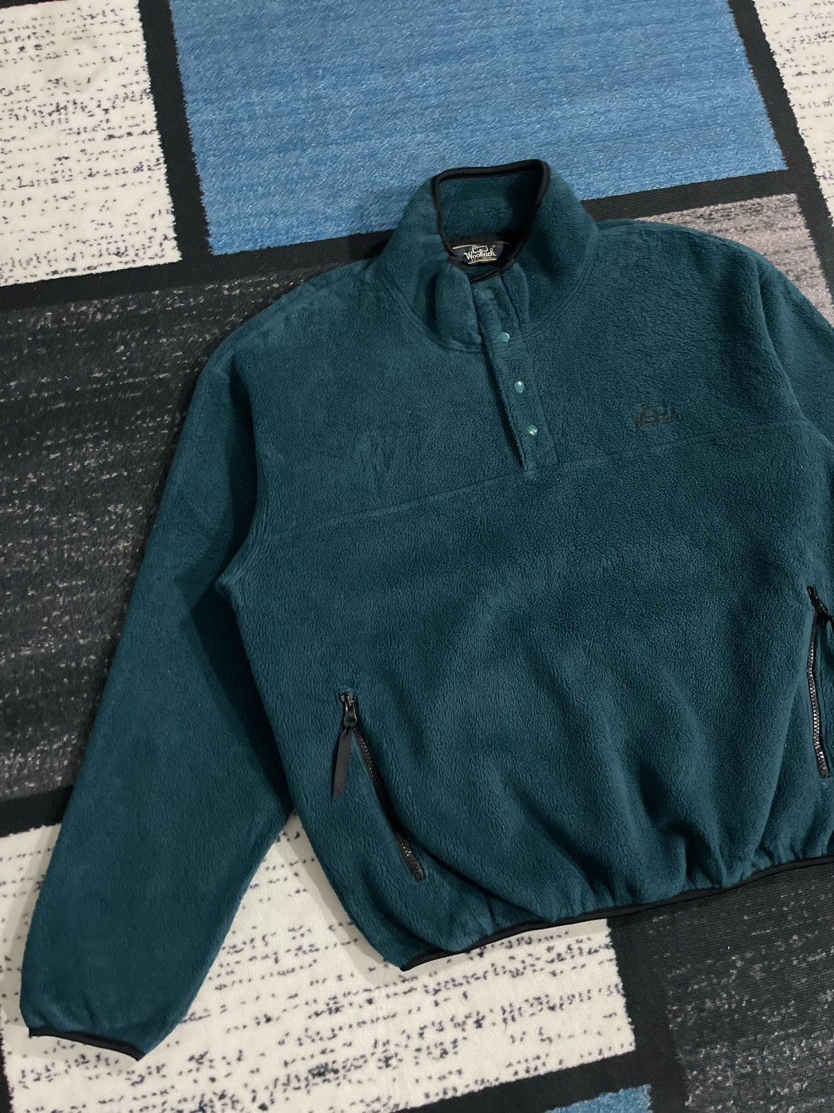 Vintage × Woolrich Woolen Mills Vintage Woolrich Half Button Fleece Jacket Size US XL / EU 56 / 4 - 4 Thumbnail