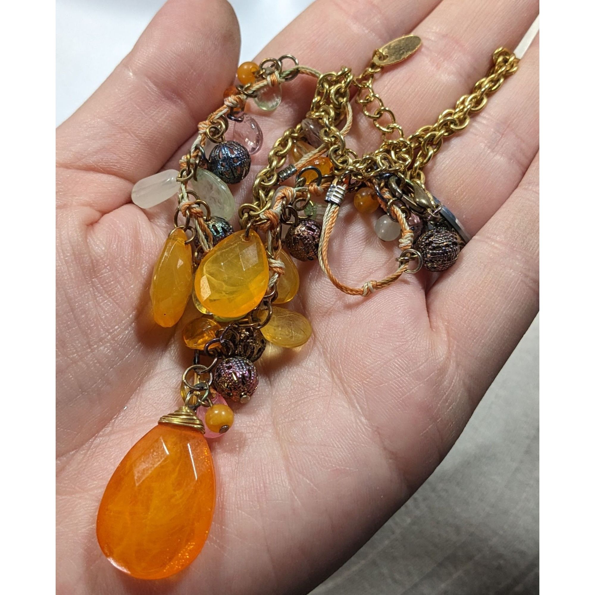 Other Vintage Bohemian Orange And White Beaded Necklace Size ONE SIZE - 3 Thumbnail