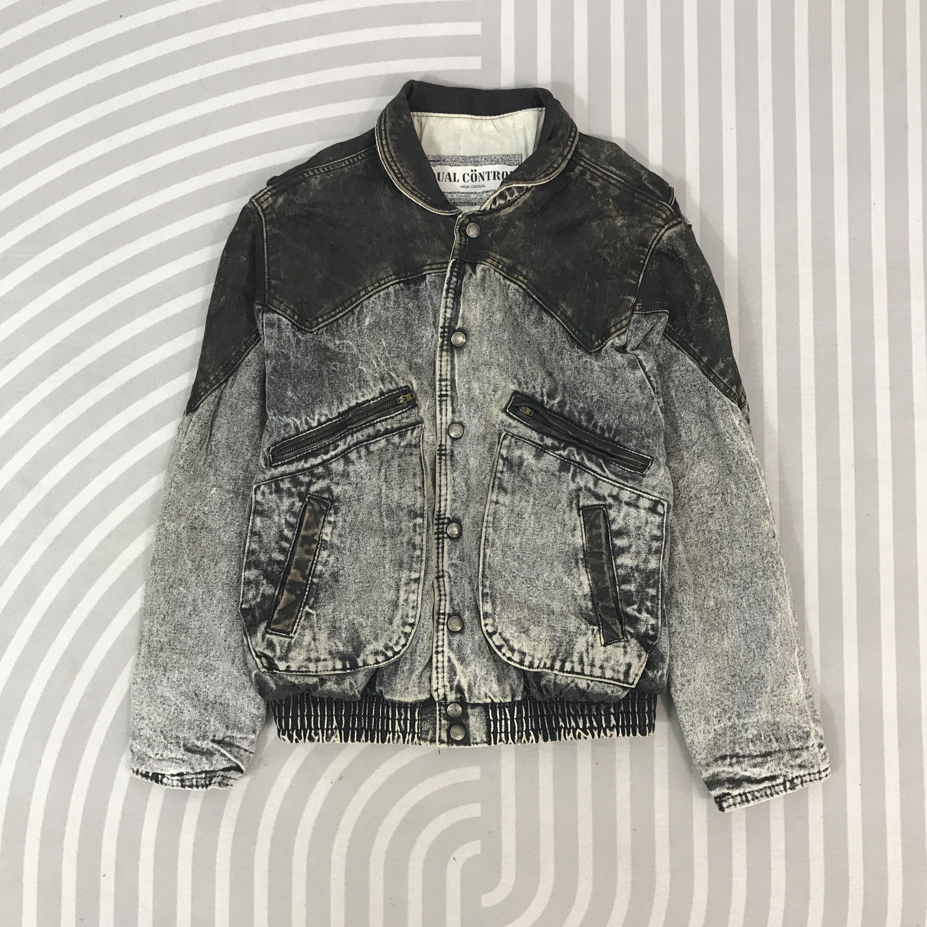 Vintage Vintage Dual Control Denim Leather Jacket Size US M / EU 48-50 / 2 - 1 Thumbnail