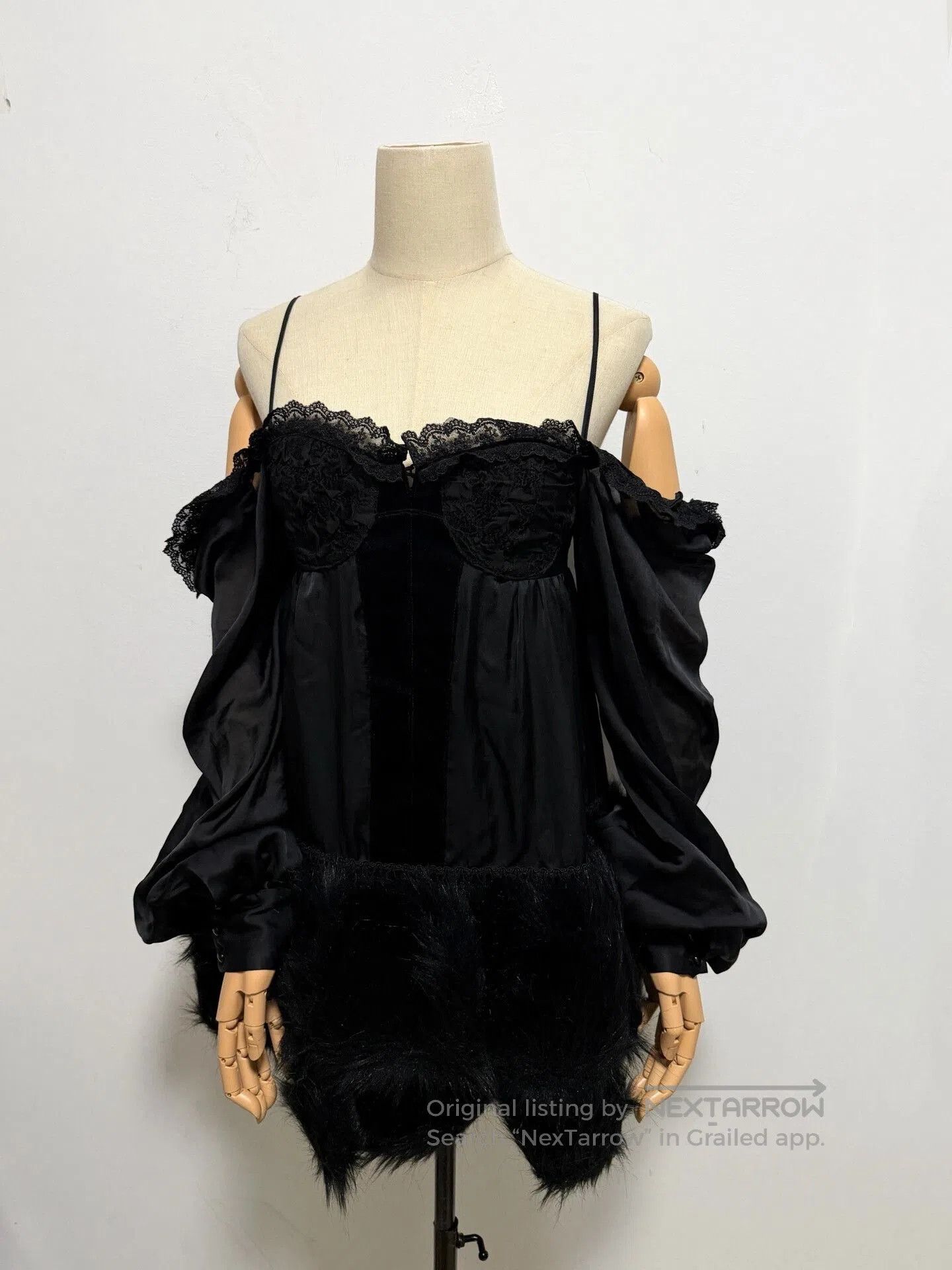 Alice Waese Aliceauaa Fur Lace Slip Dress. Size L / US 10 / IT 46 - 2 Thumbnail