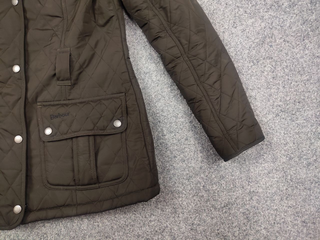 Barbour League Quilted Pocket Hooded Sherpa Green Jacket