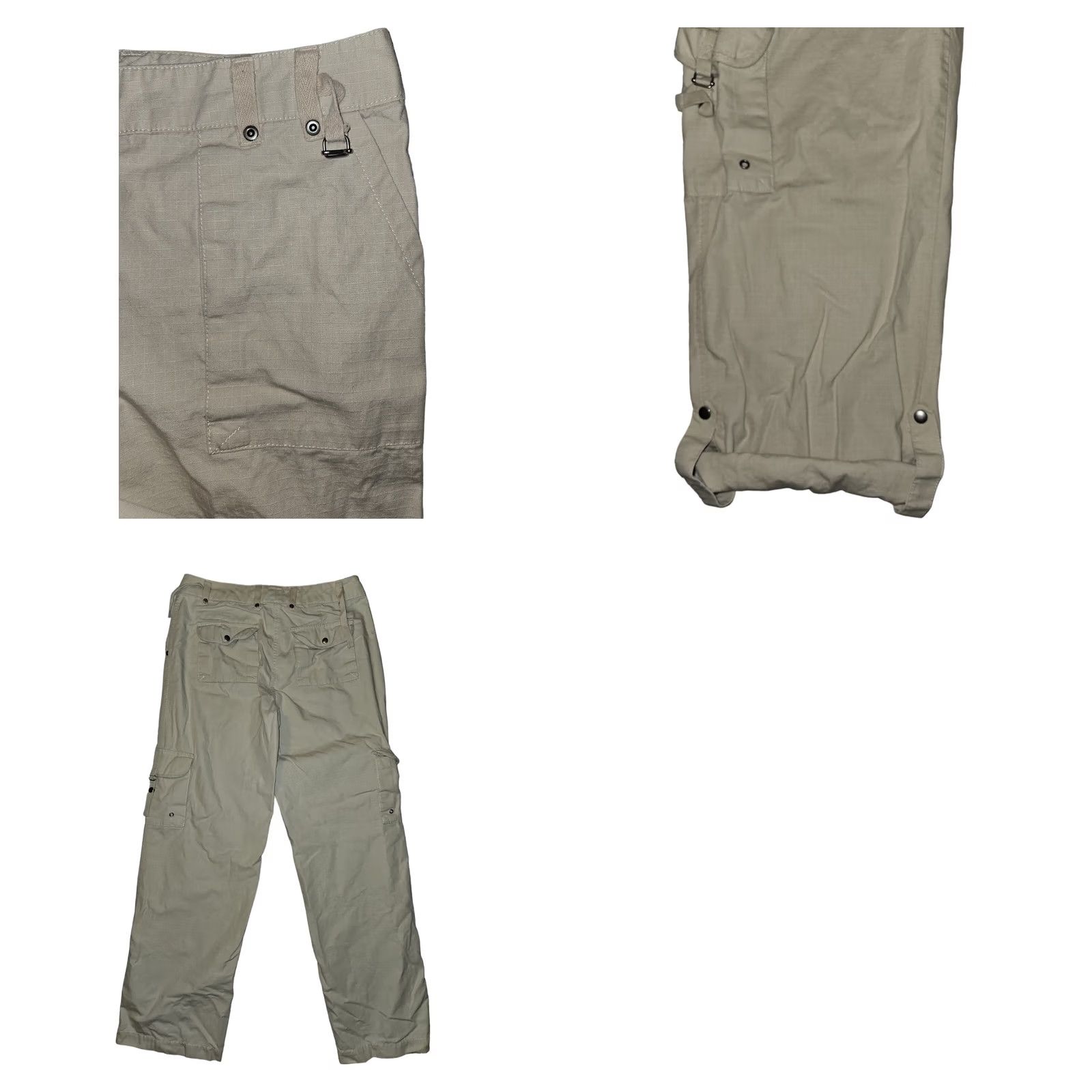 CO Co Cargo Pants Women's 6 Ivory Rip Stop Roll Tab Casual 90s City Hipster Preppy Pockets Straight 30 in Inseam Womens Size 28" / US 6 / IT 42 - 8 Thumbnail
