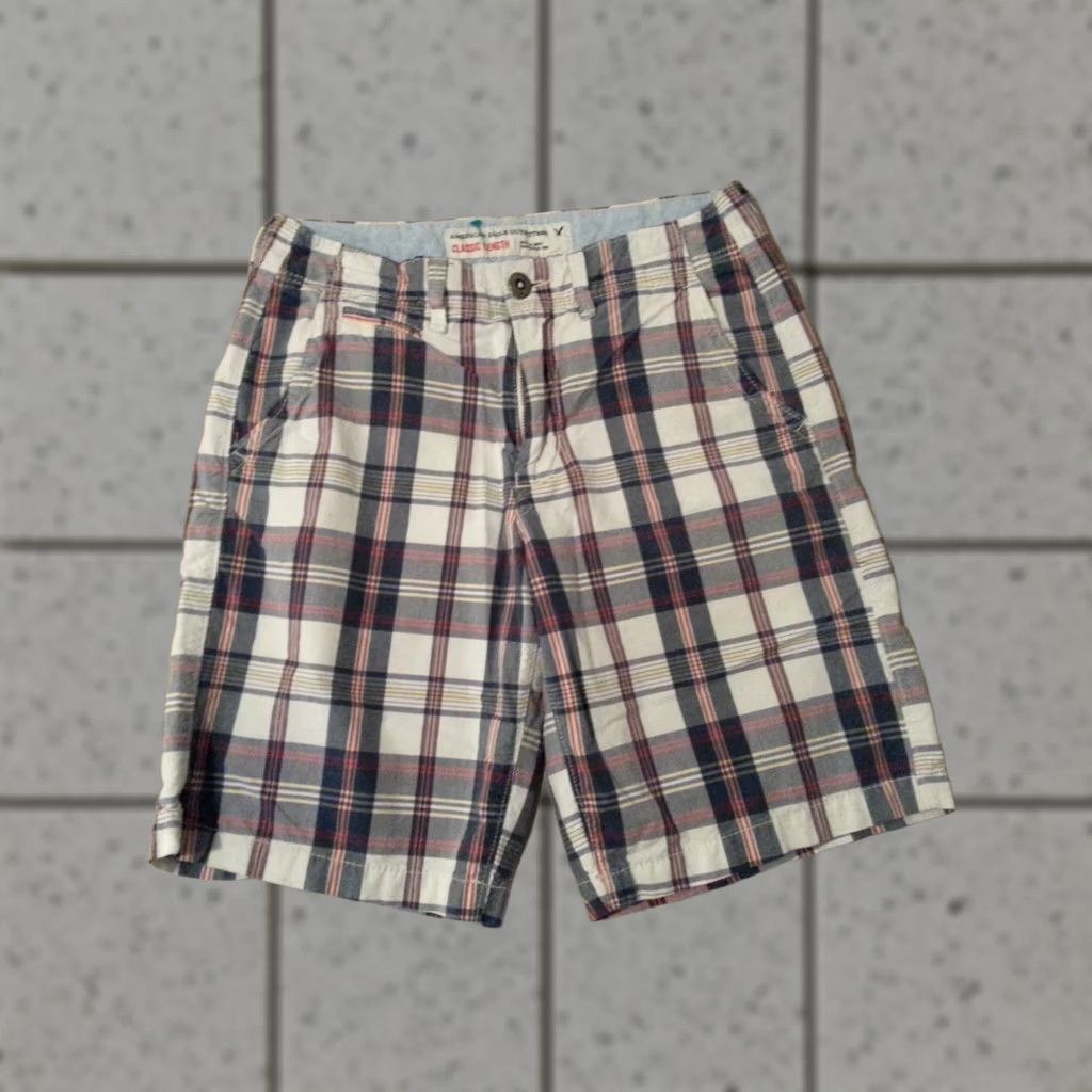 American Eagle Outfitters Mens American Eagle Outfitters Plaid Shorts 28 White Khaki Size US 28 / EU 44 - 1 Thumbnail