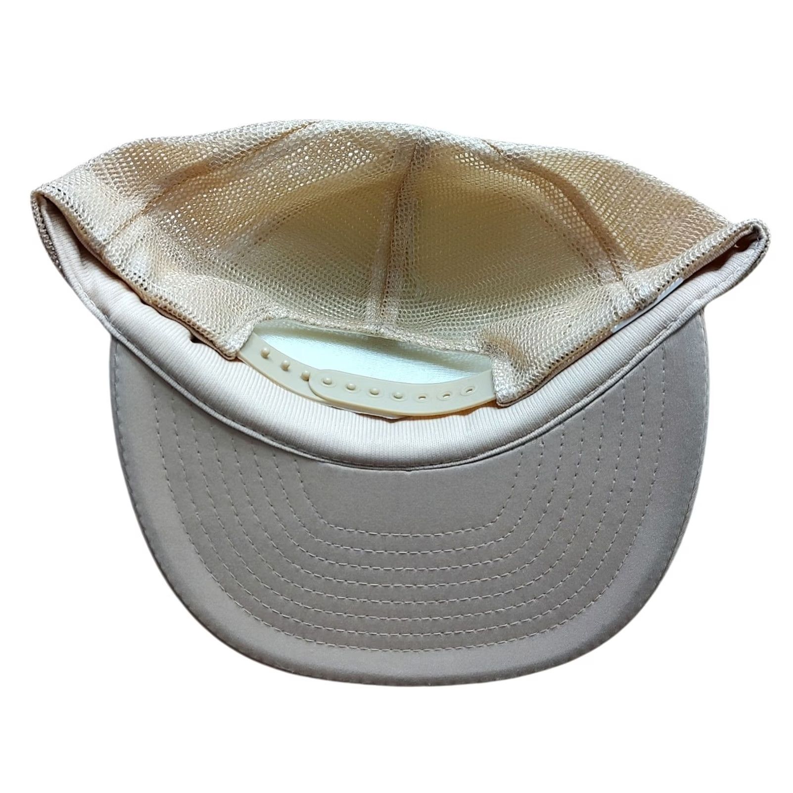 Roper VINTAGE Beige Rope Cap Snap Back Logo Tractor Wood Trucker Hat 90s 80s Mens Size ONE SIZE - 4 Thumbnail